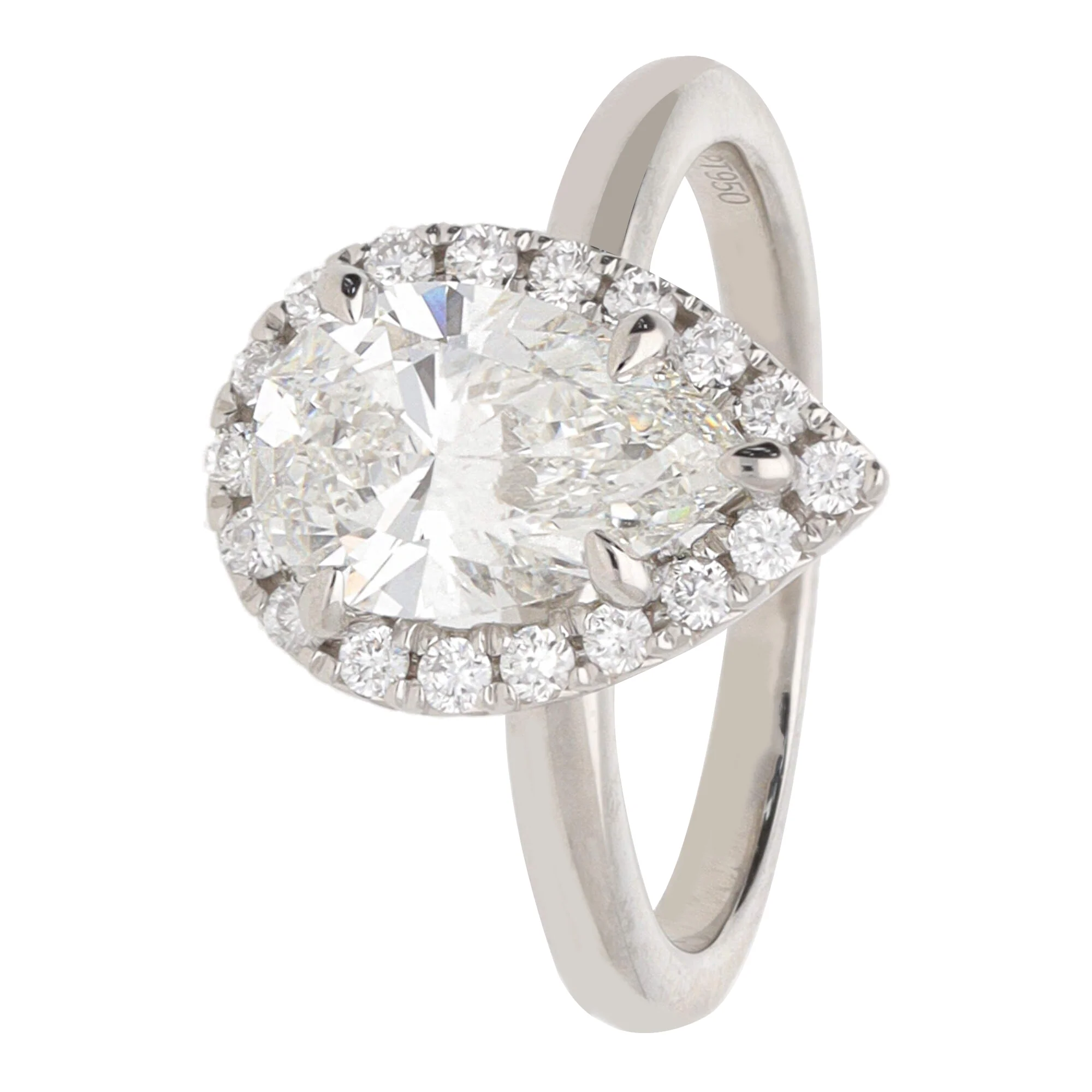 Laboratory Grown 2.00ct Pear Cut Diamond Platinum Cluster Ring
