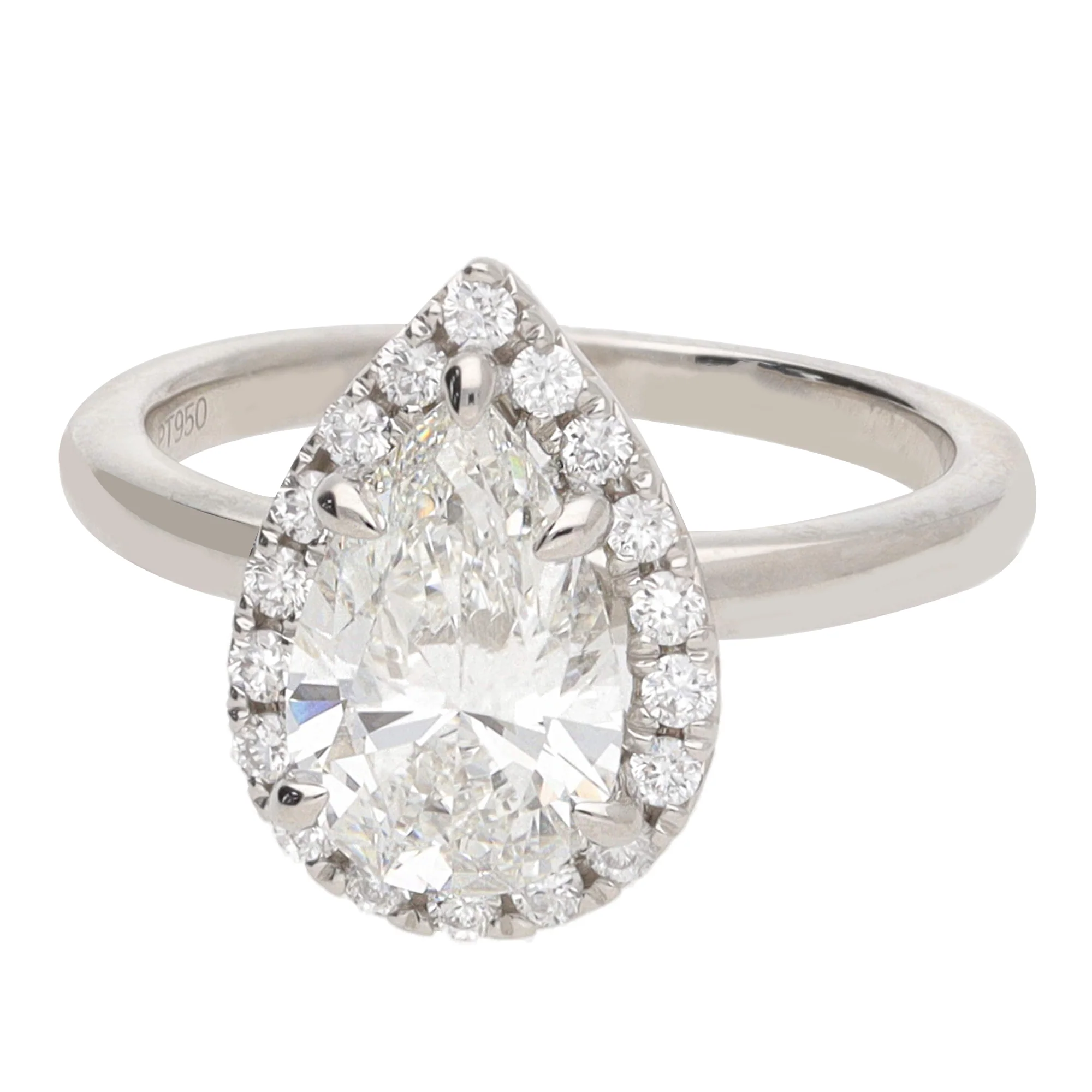 Laboratory Grown 2.00ct Pear Cut Diamond Platinum Cluster Ring - Image 2