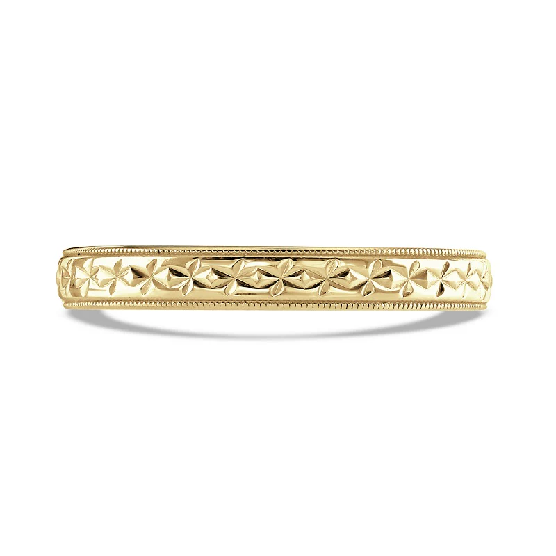 3mm Sparkle 9ct Yellow Gold Diamond Cut Wedding Band - Image 2