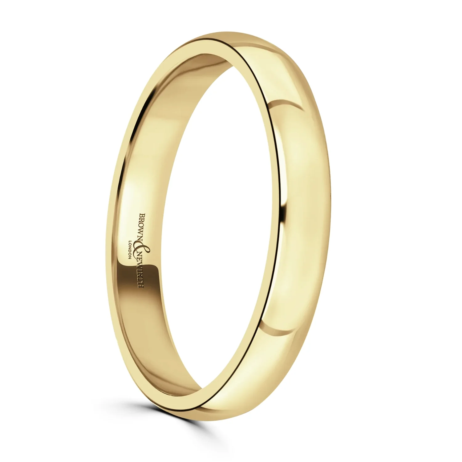 3mm Traditional Court 18ct Yellow Gold Wedding Ring by Brown & Newirth