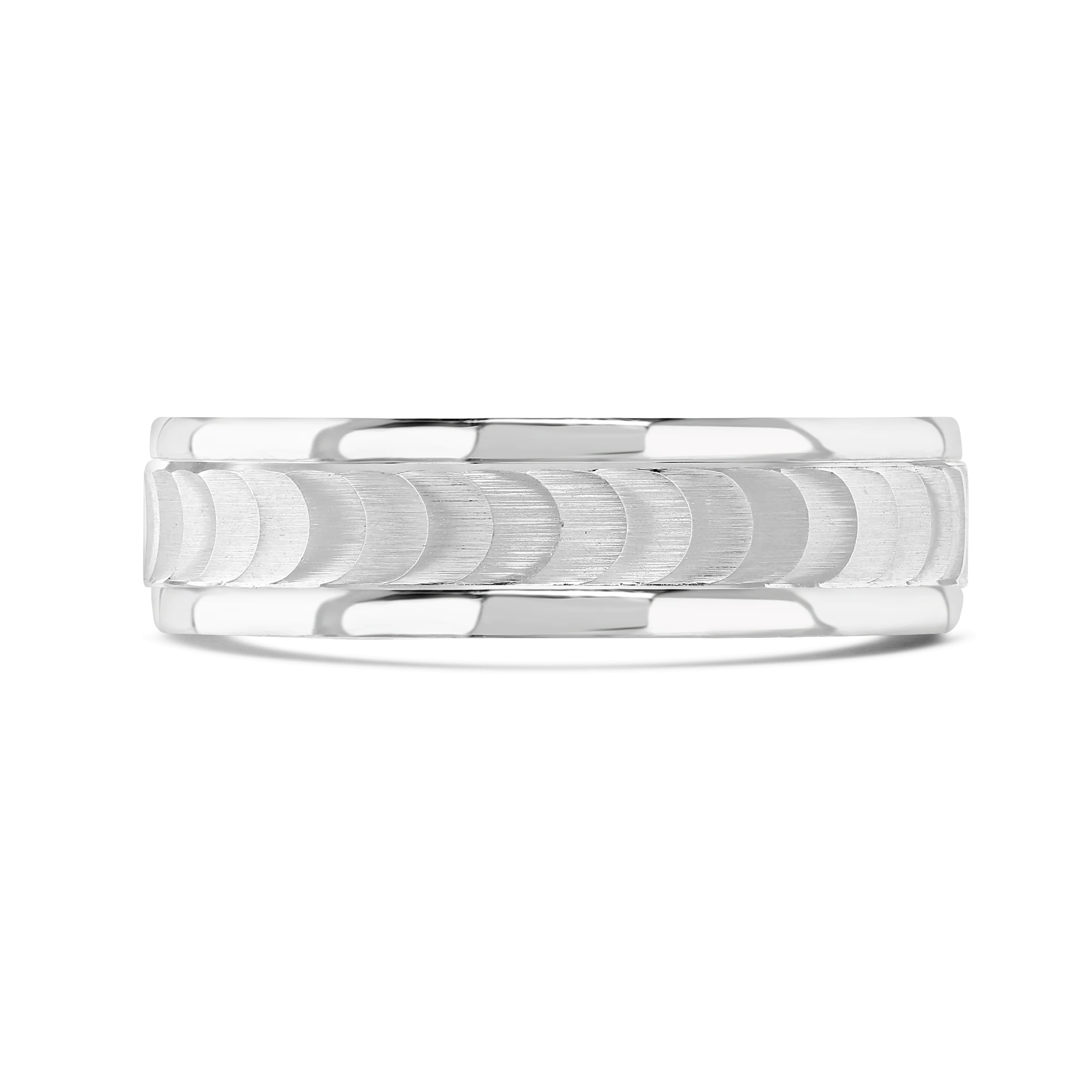 6mm Eclipse 9ct White Gold Patterned Wedding Ring - Image 2