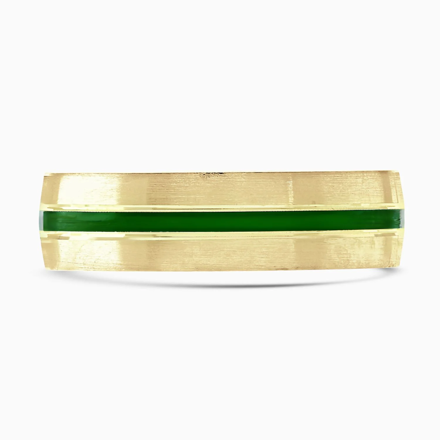 6mm Green Ceramic 9ct Yellow Gold Ring by Brown & Newirth - Image 2