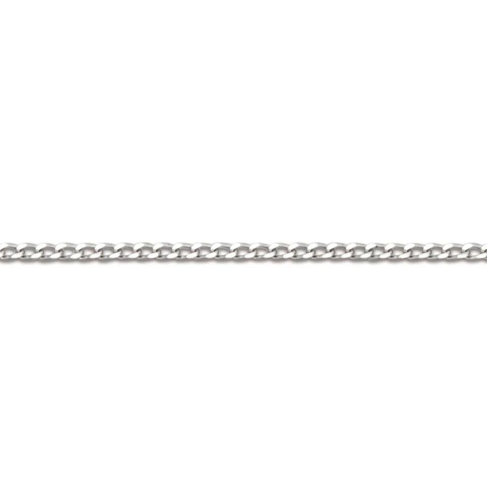 9ct White Gold 18 Inch Diamond Cut Curb Link Chain - Image 2