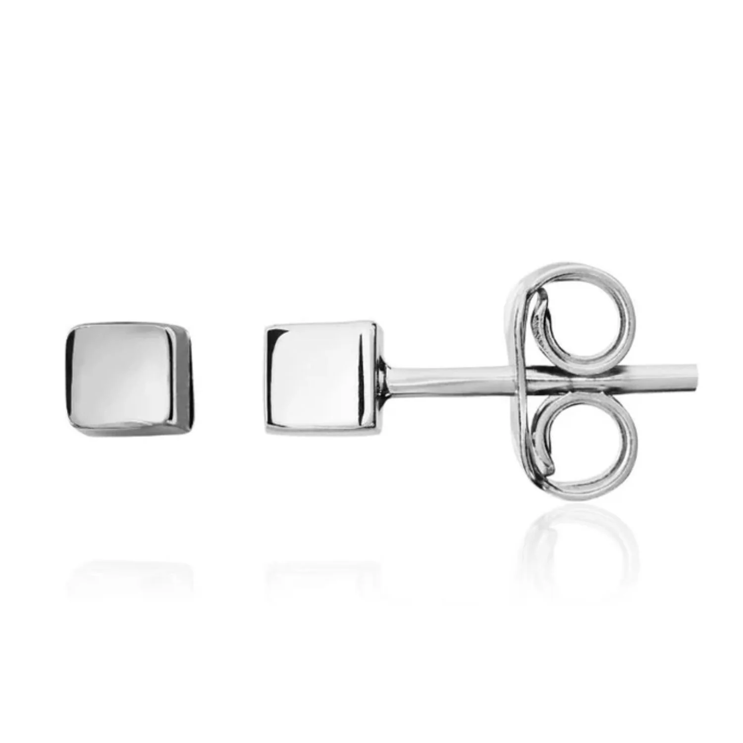 9ct White Gold Cube Stud Earrings - Image 2