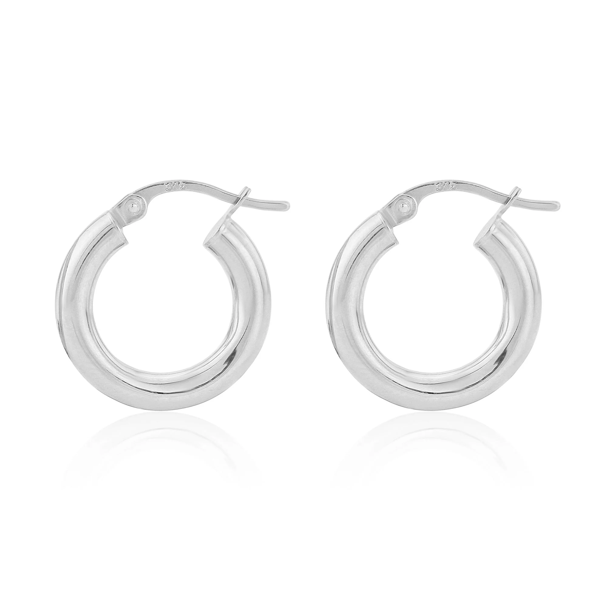 9ct White Gold Extra Small Hoop Earrings - Image 2
