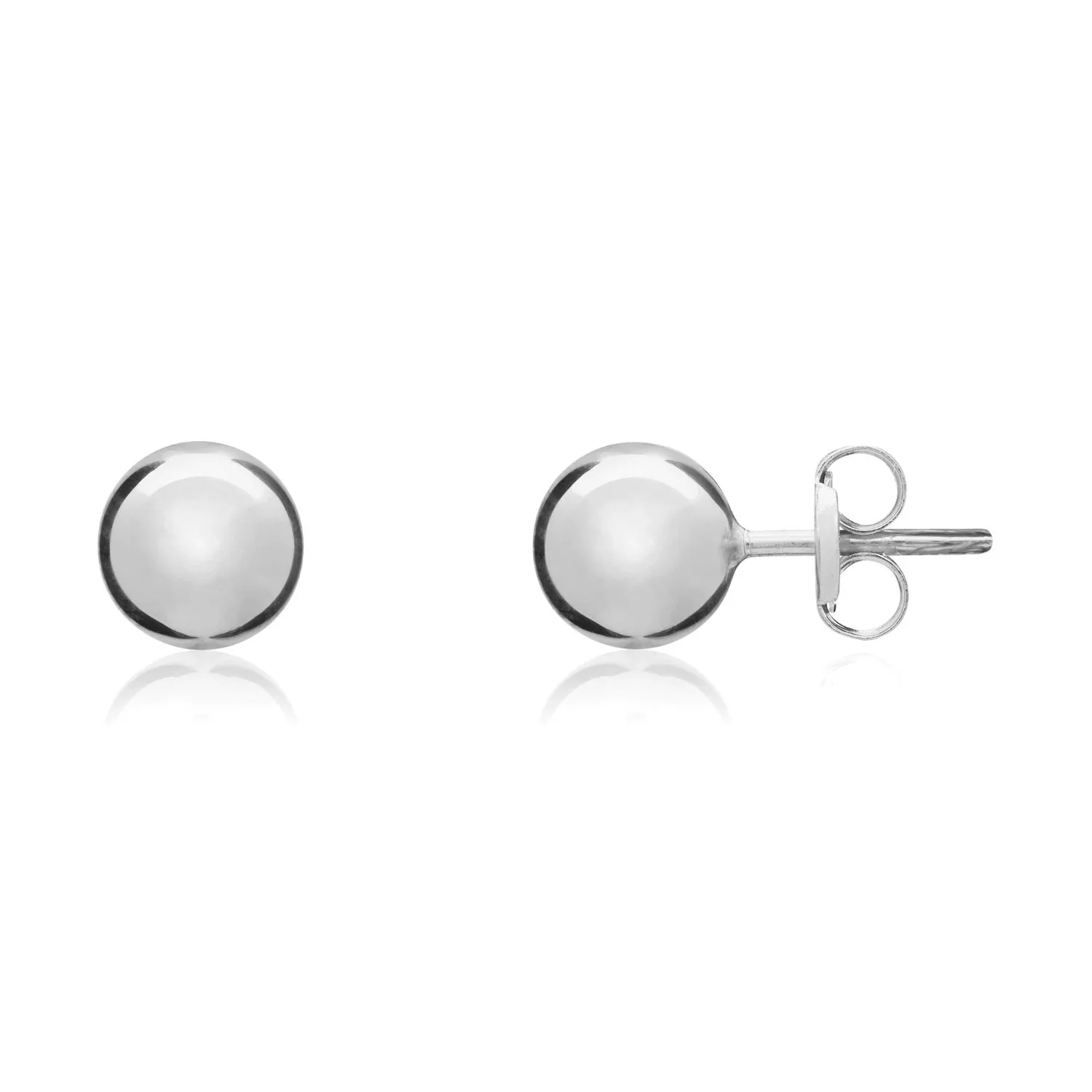 9ct White Gold Polished 6mm Ball Stud Earrings - Image 2