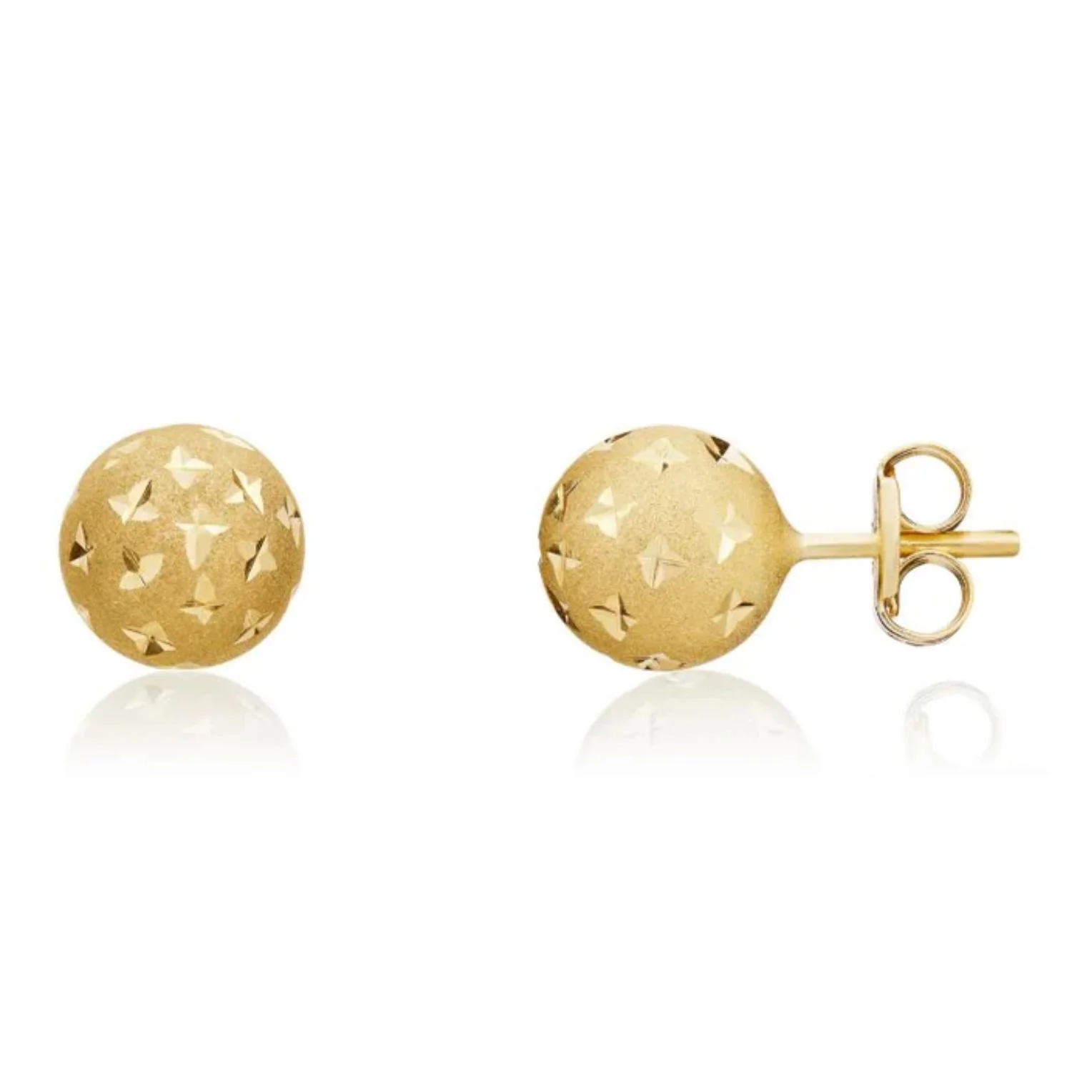 9ct Yellow Gold 7mm Stardust Stud Earrings - Image 2