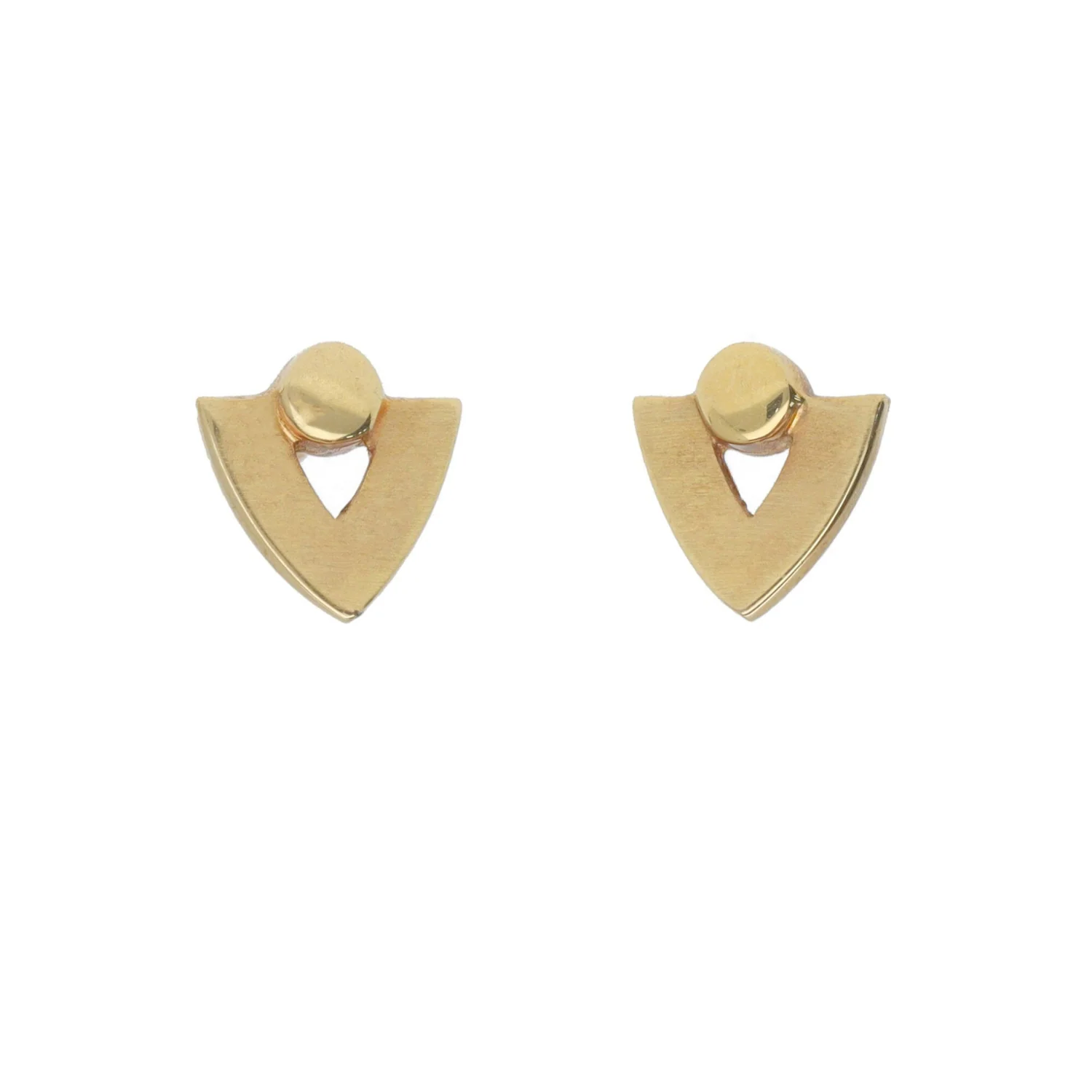 9ct Yellow Gold Brushed Triangle Stud Earrings
