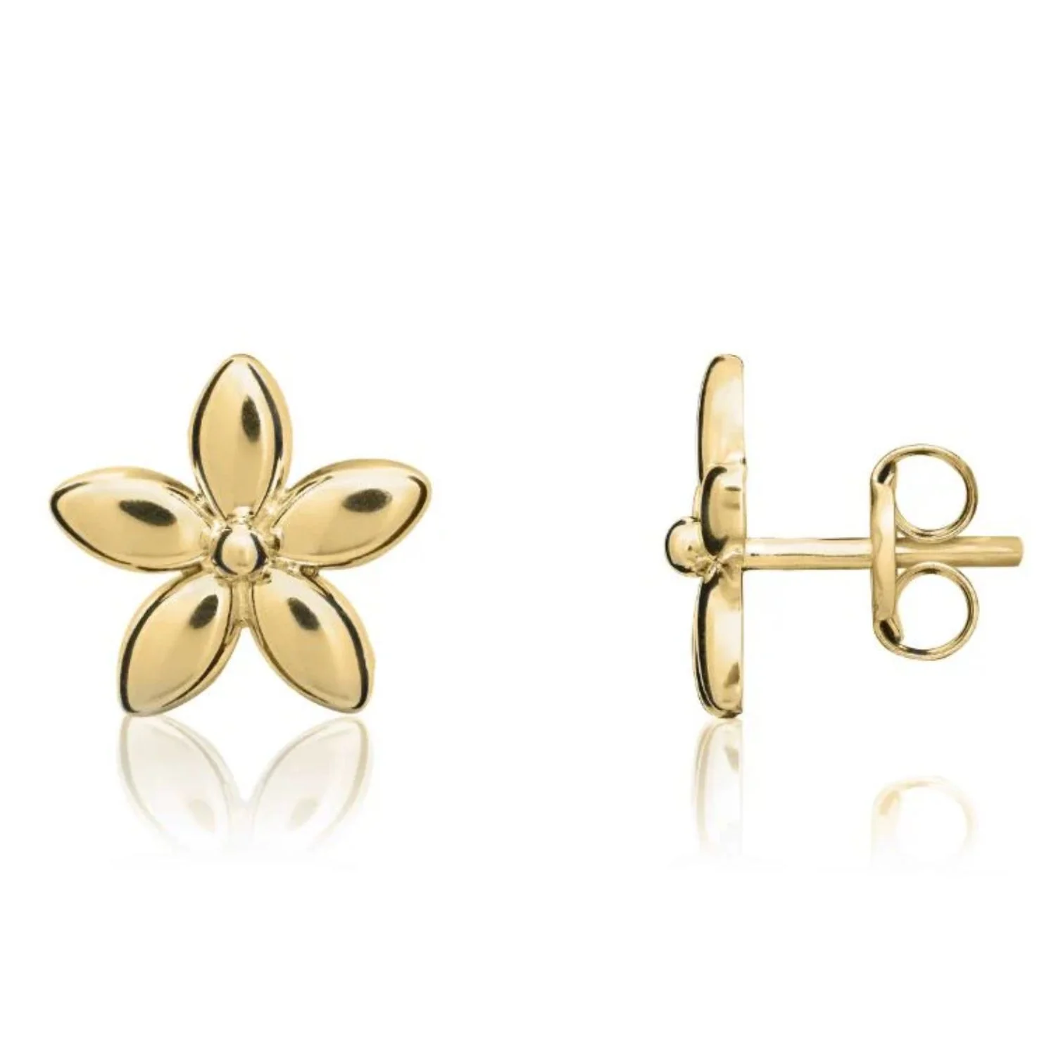 9ct Yellow Gold Flower Earrings - Image 2