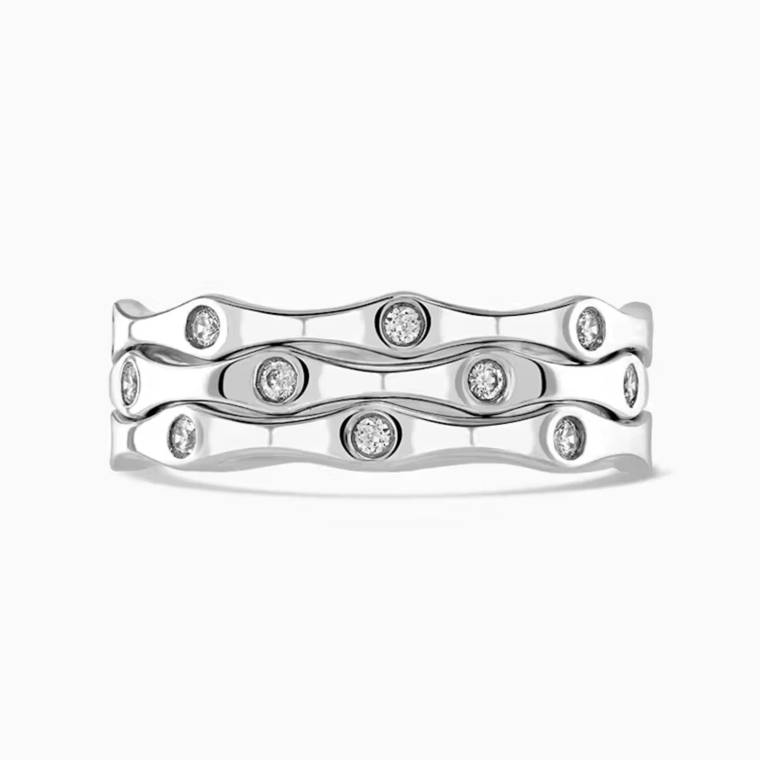 Agnes 9ct White Gold Diamond Wedding Ring Trio by Brown & Newirth - Image 3