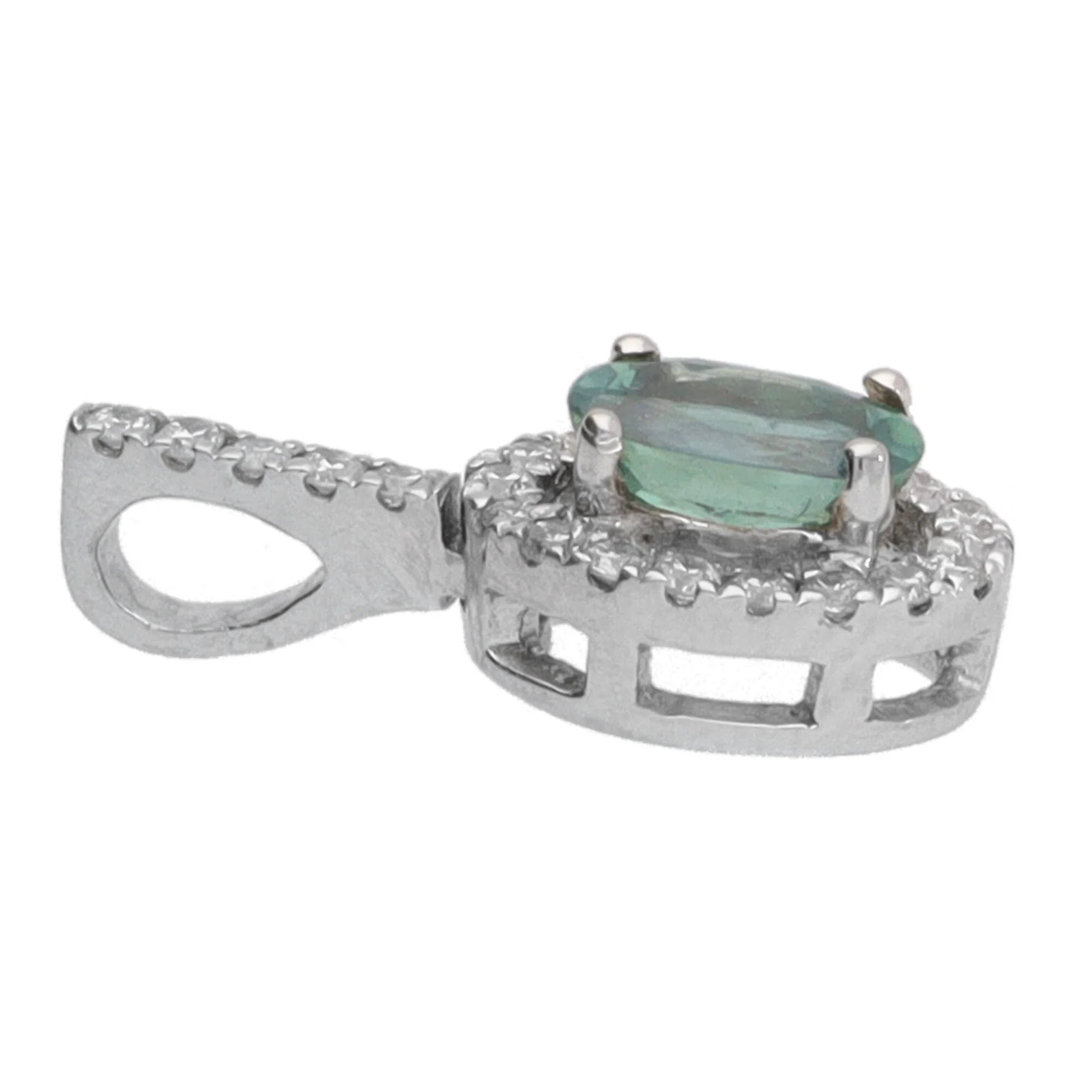 Alexandrite and Diamond 18ct White Gold Cluster Pendant - Image 2