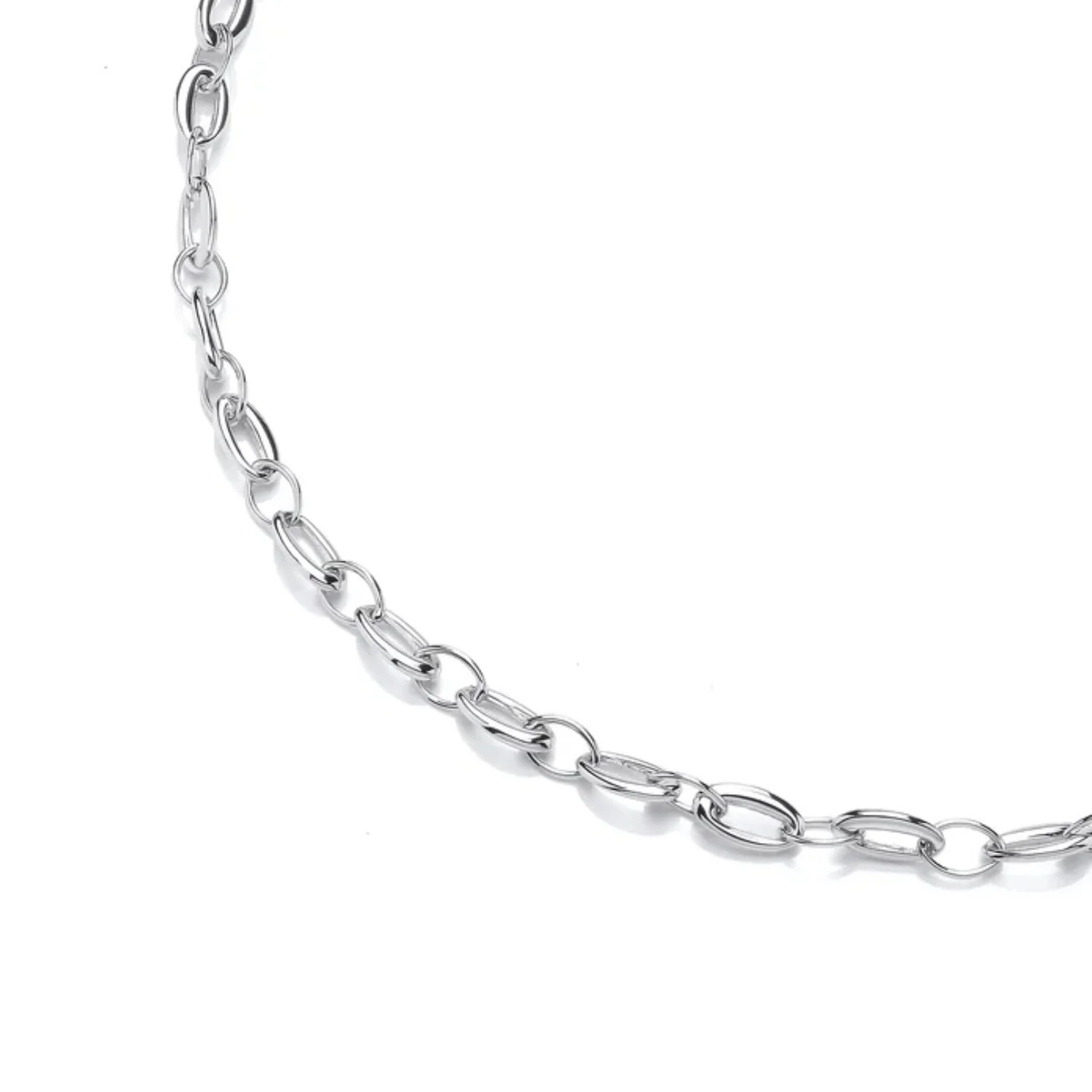 Alternating Size Oval Link 9ct White Gold Necklace - Image 2