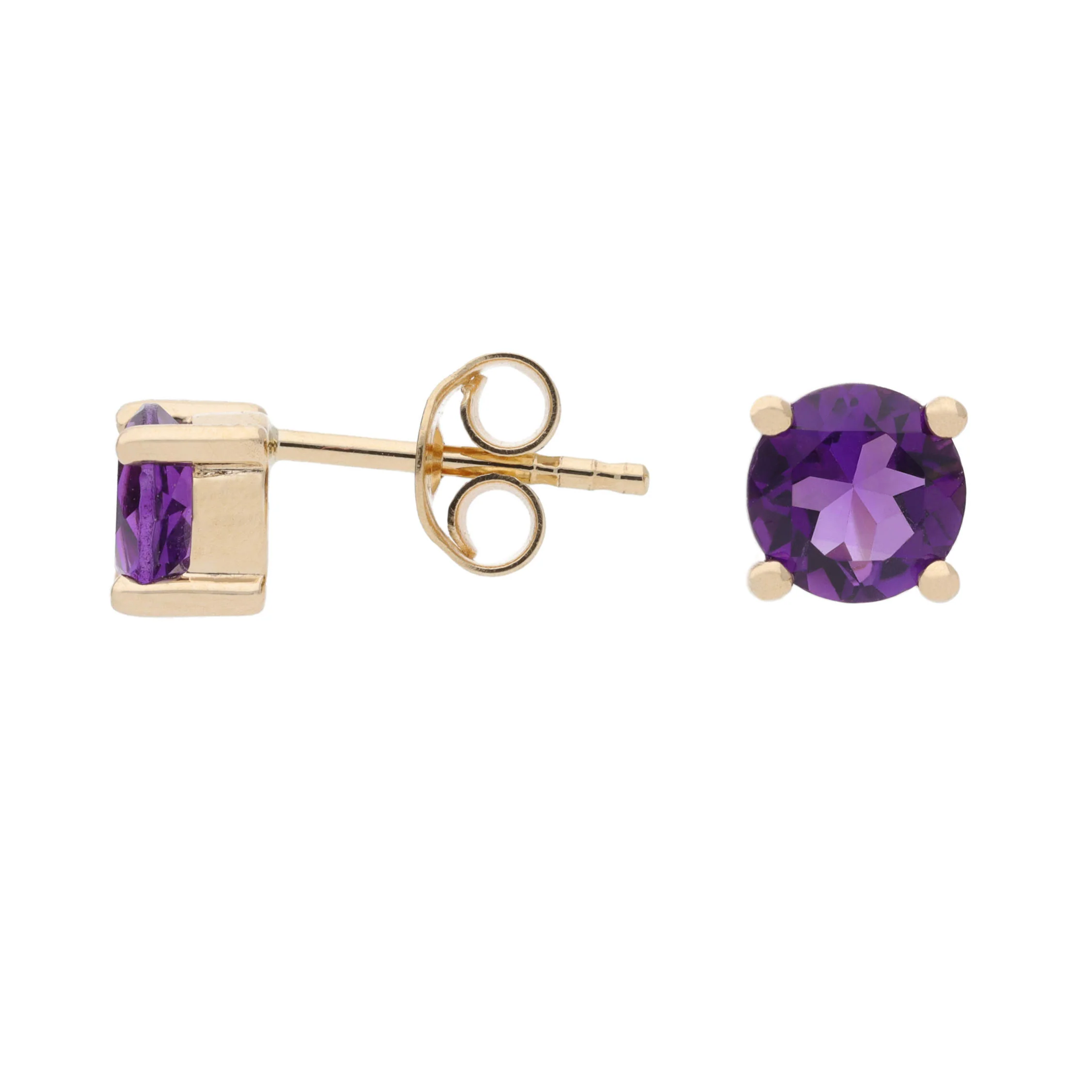 Amethyst 9ct Yellow Gold Stud Earrings - Image 2