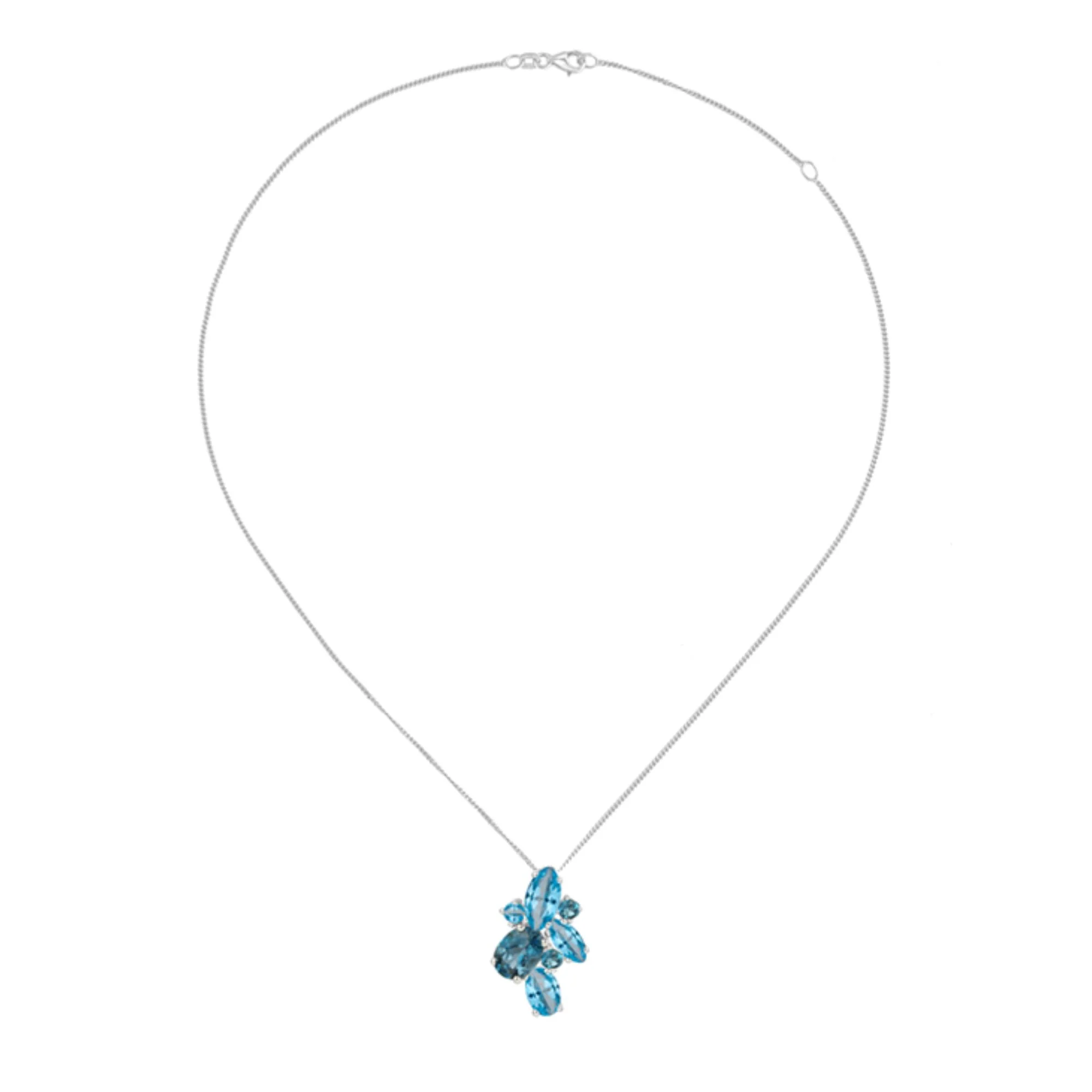 Amore Blue Topaz Multistone Silver Cocktail Necklace - Image 2