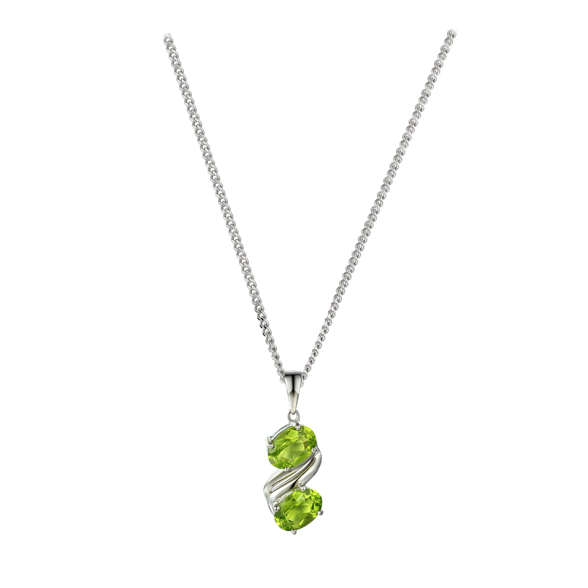 Amore Couple Peridot Silver Necklace