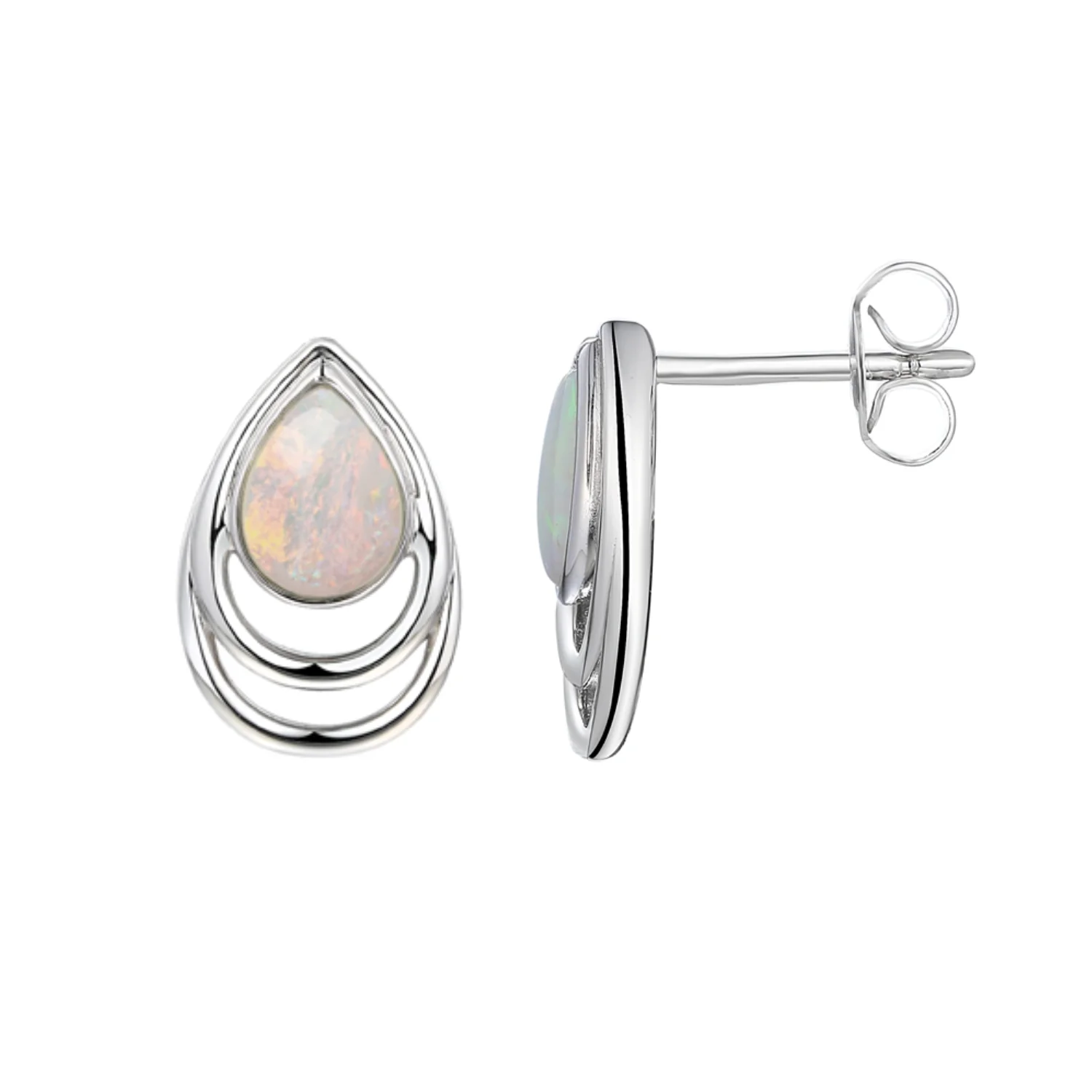 Amore Dualistic Opal Silver Stud Earrings - Image 2