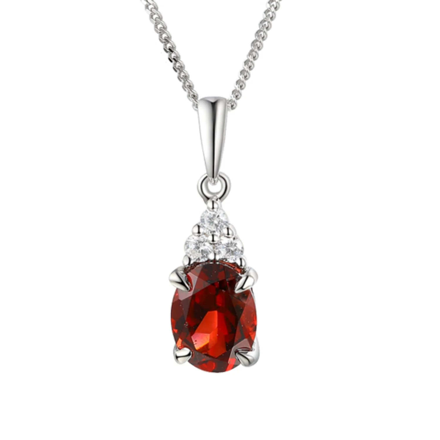 Amore Garnet and CZ Silver Necklace