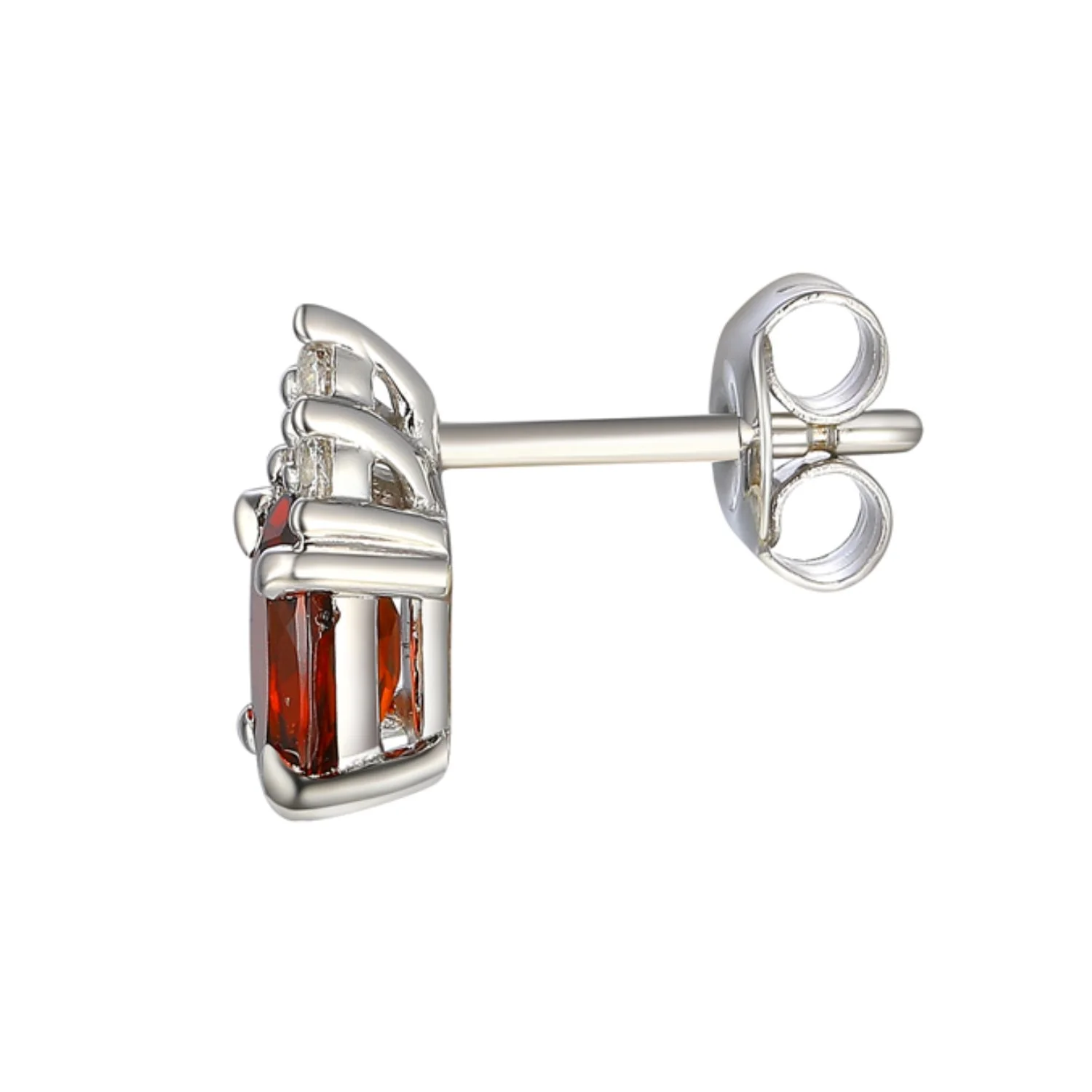 Amore Garnet and CZ Silver Stud Earrings - Image 2