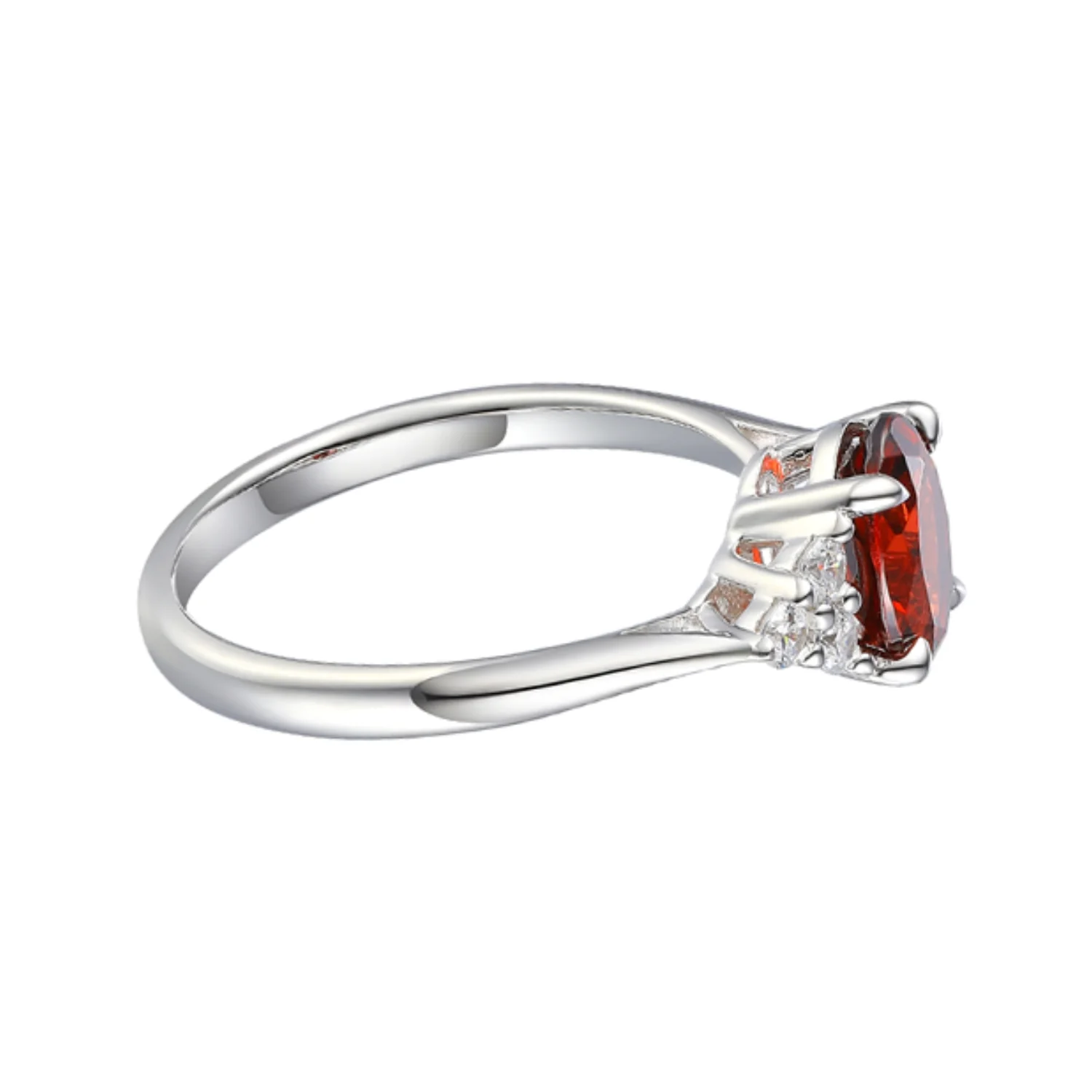 Amore Garnet CZ Trefoil Silver Ring (M) - Image 2