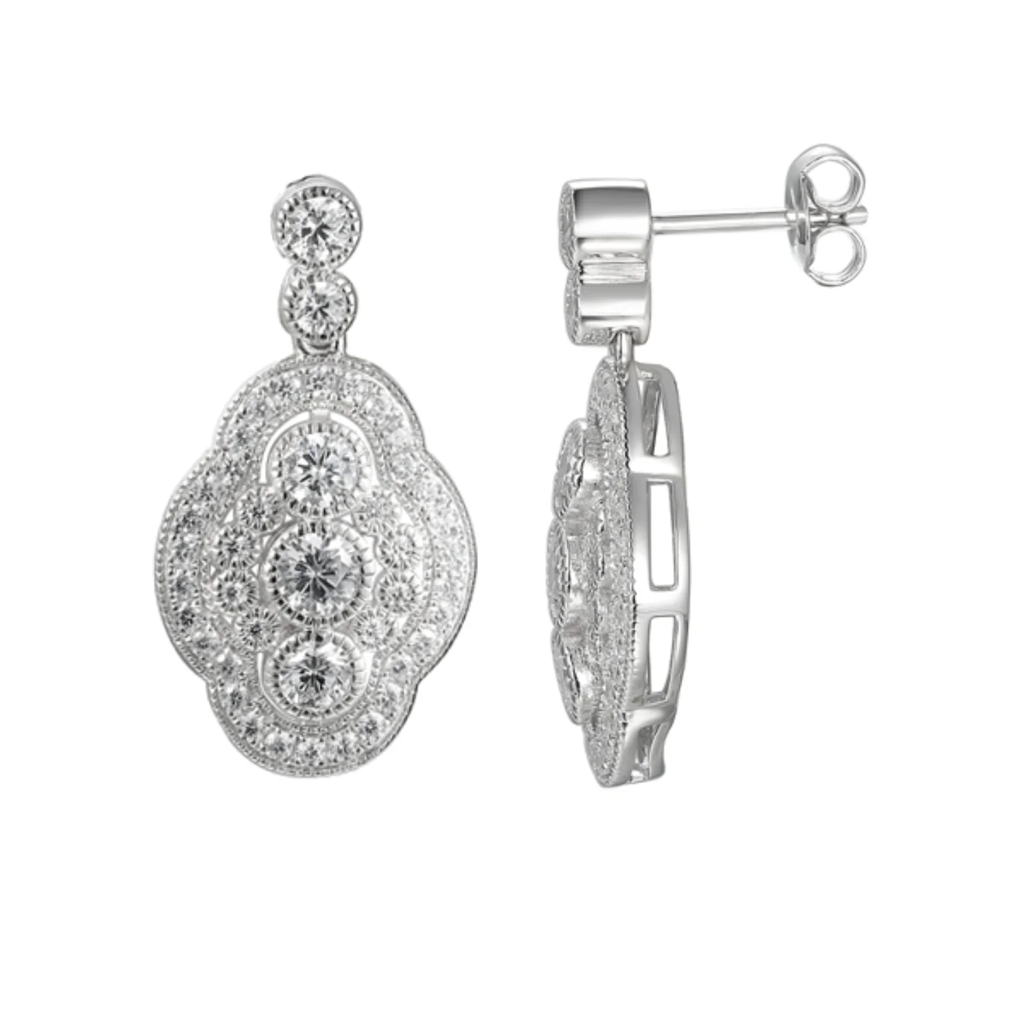 Amore Revival CZ Silver Drop Earrings - Image 2