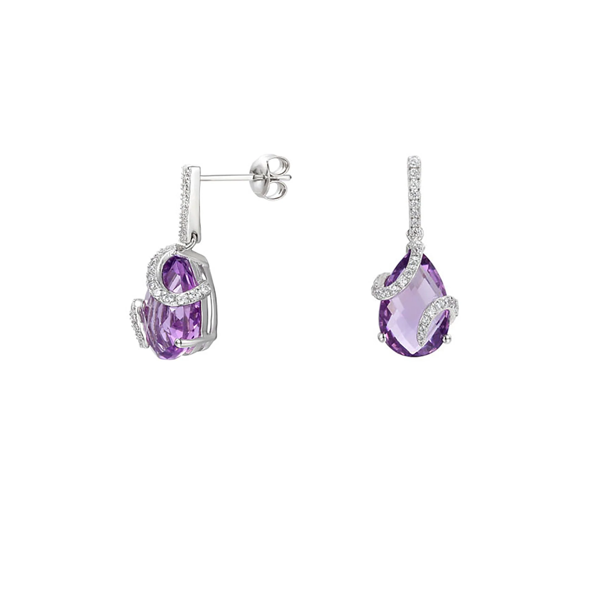 Amore Silver Amethyst and Cubic Zirconia Earrings - Image 2