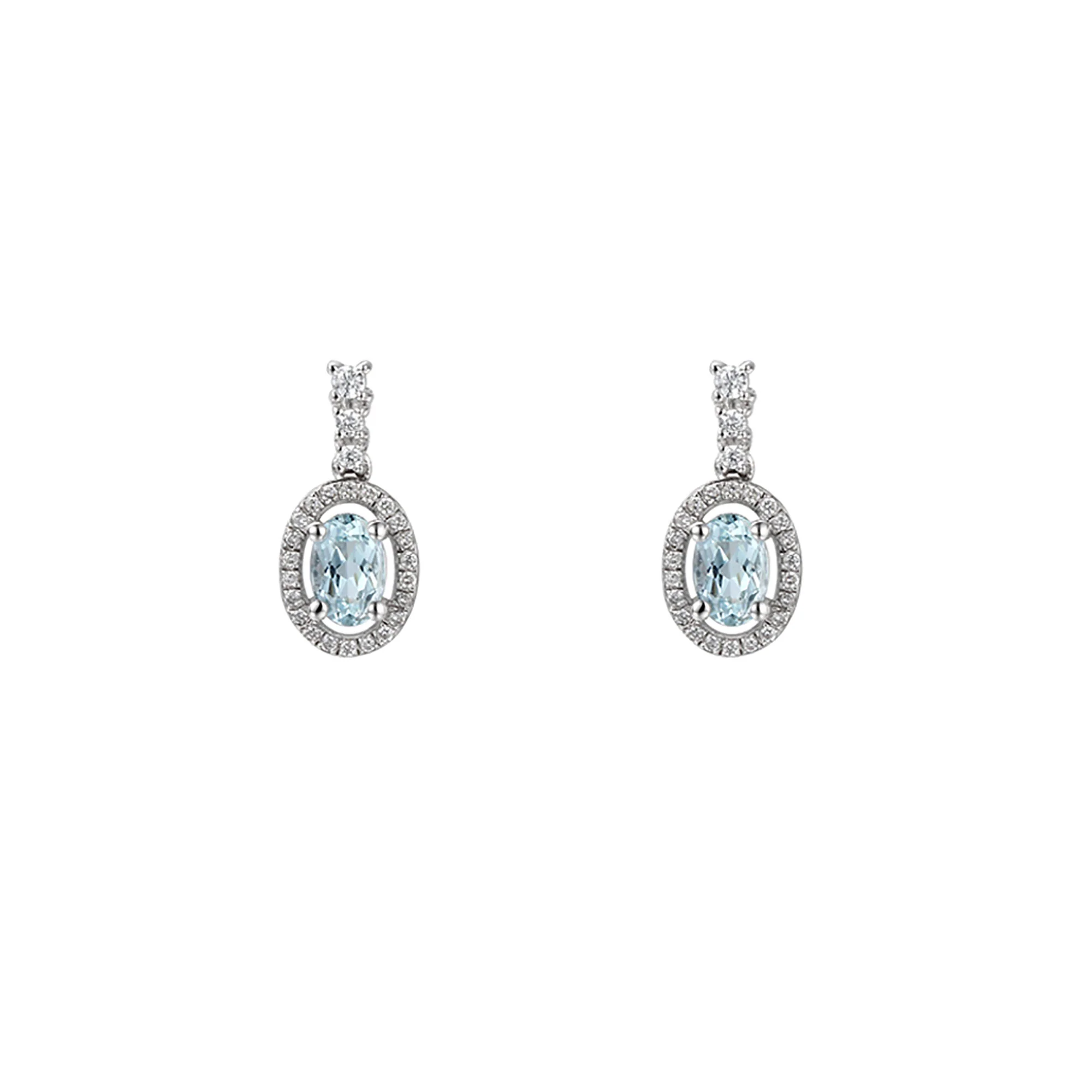 Amore Silver Aquamarine Cluster Drop Earrings