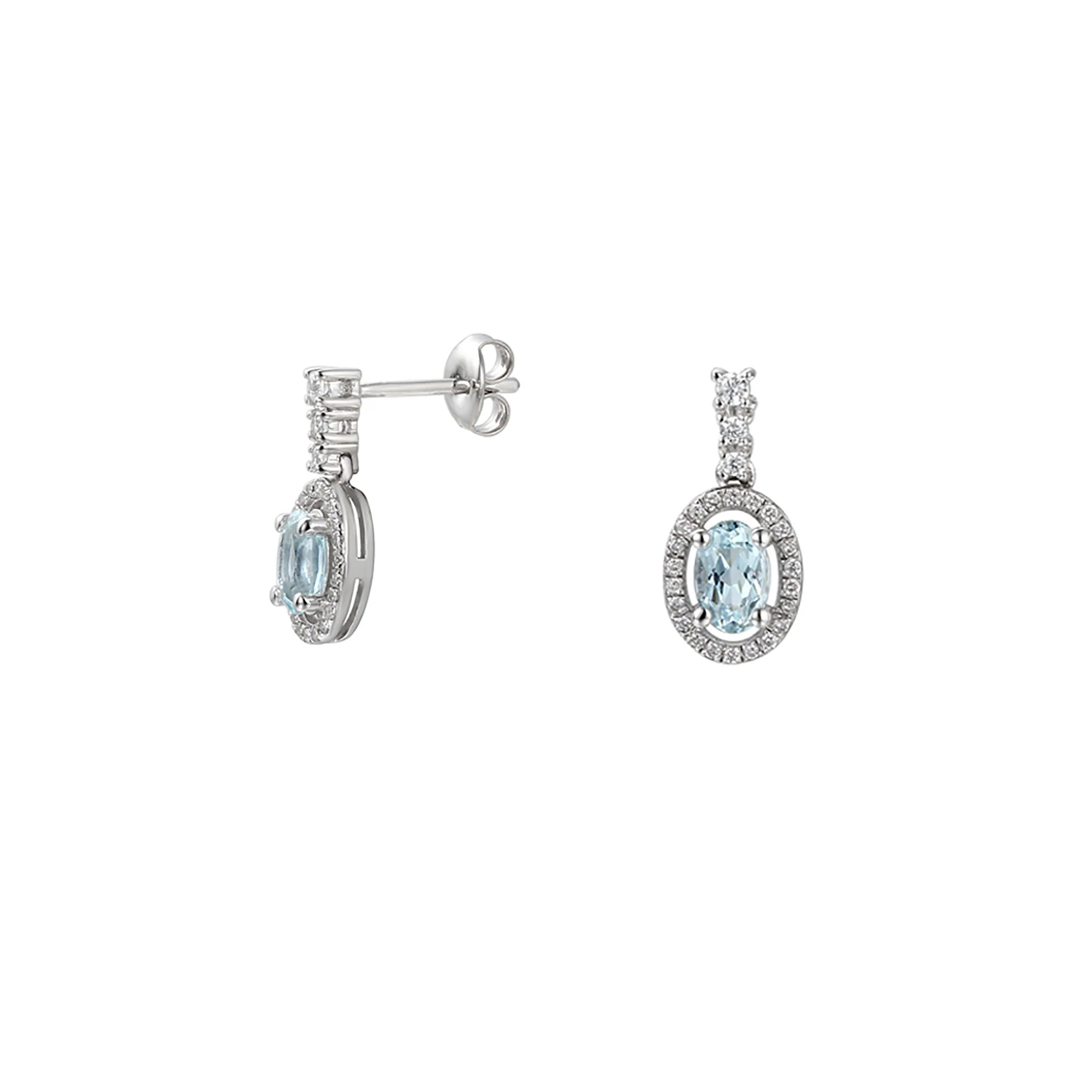 Amore Silver Aquamarine Cluster Drop Earrings - Image 2