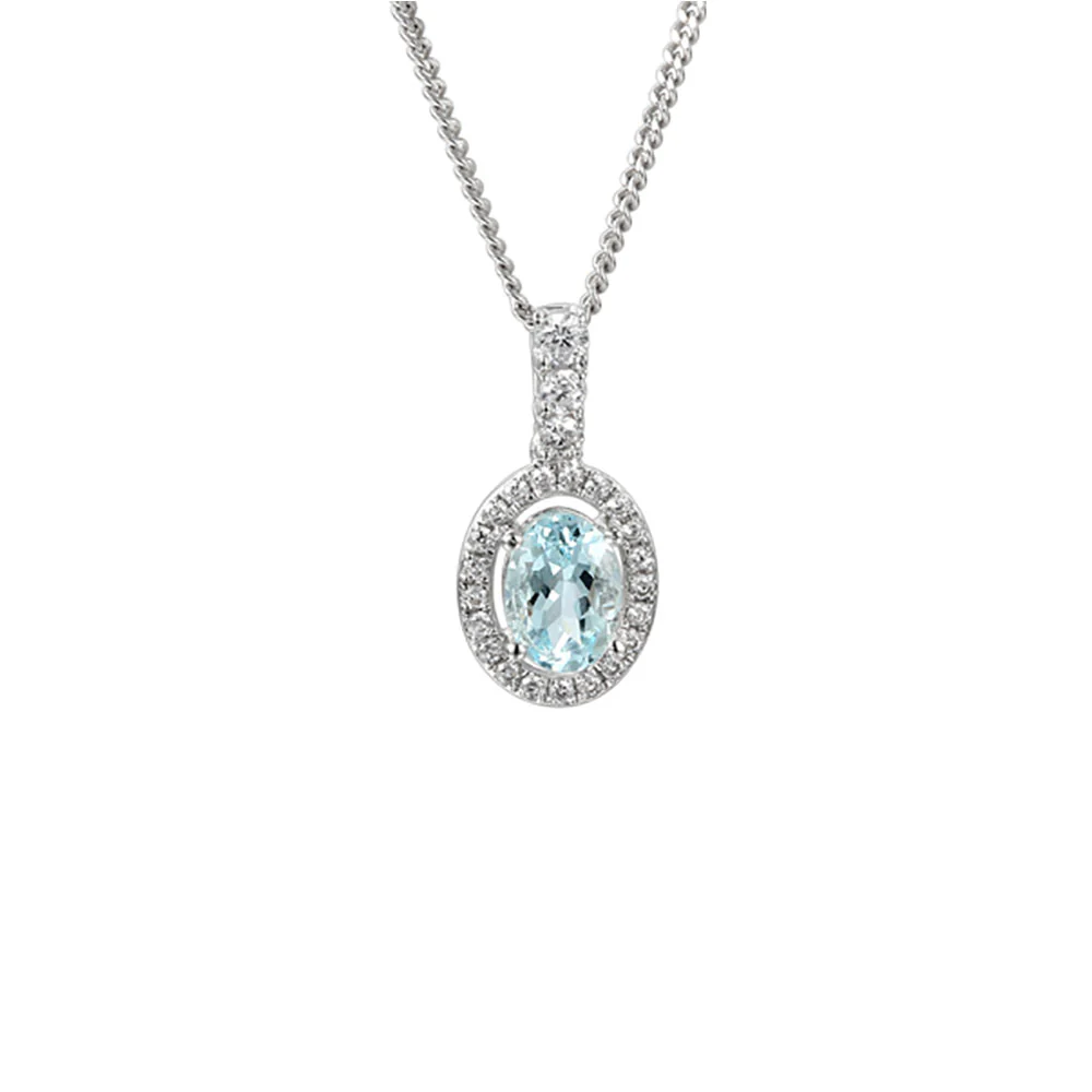Amore Silver Aquamarine Cluster Necklace