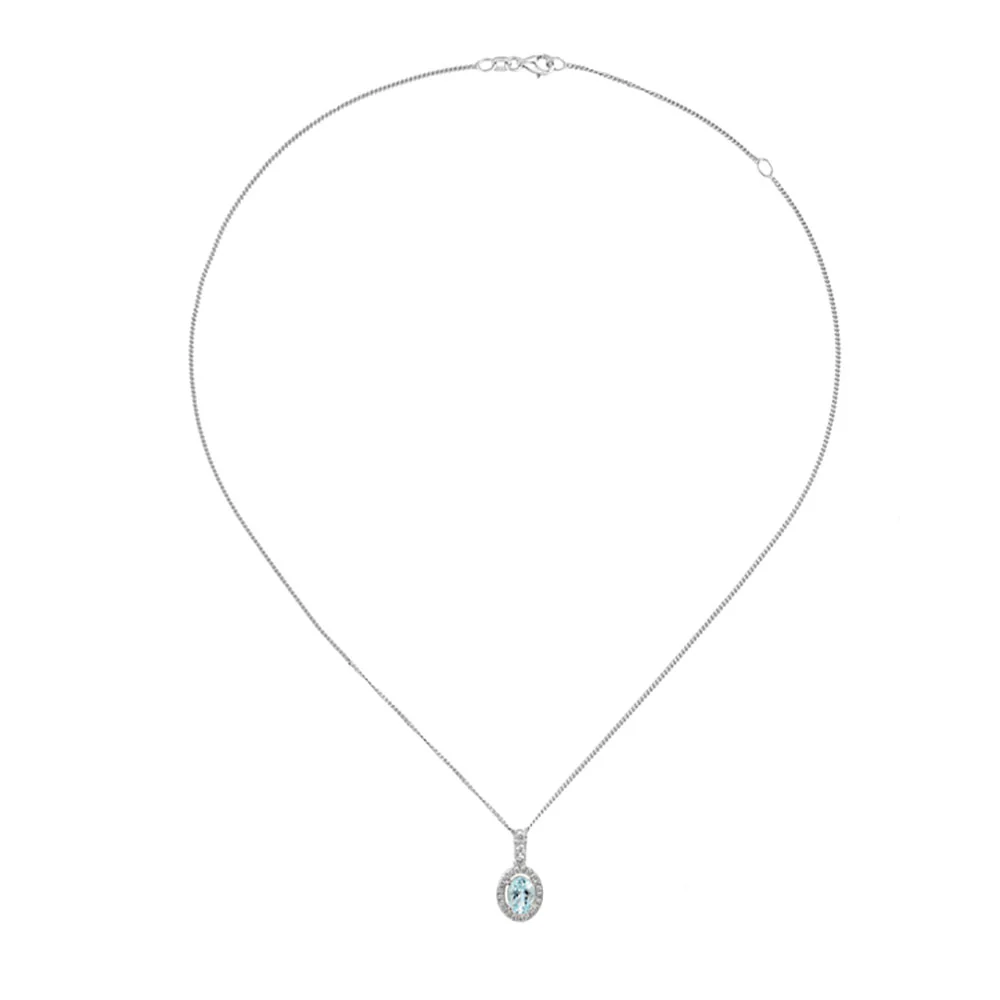 Amore Silver Aquamarine Cluster Necklace - Image 2