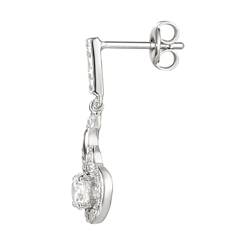 Amore Silver Cubic Zirconia Bella Teardrop Earrings - Image 2