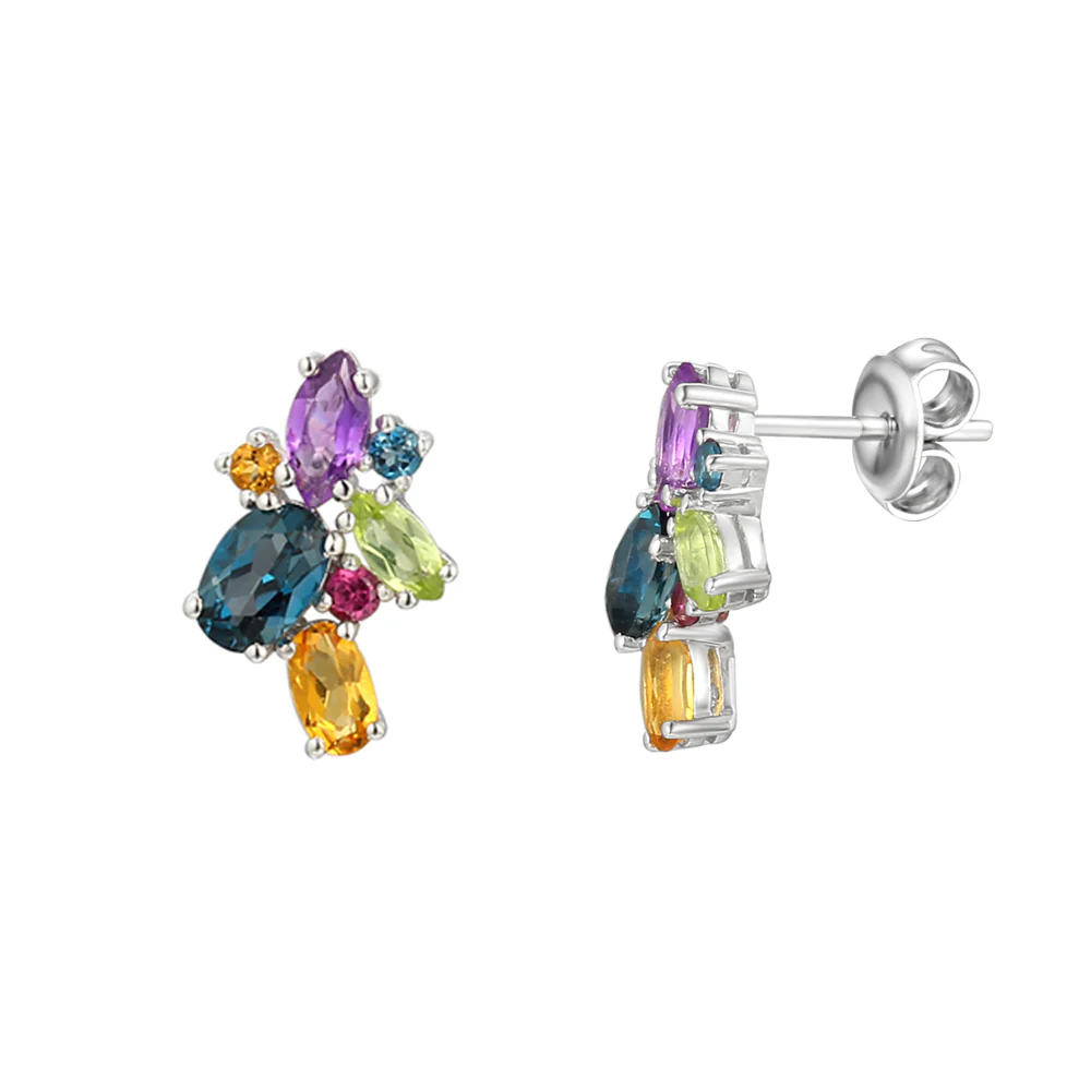 Amore Silver Mixed Stone Cocktail Earrings - Image 2