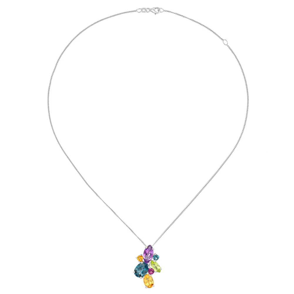Amore Silver Mixed Stone Cocktail Necklace - Image 2