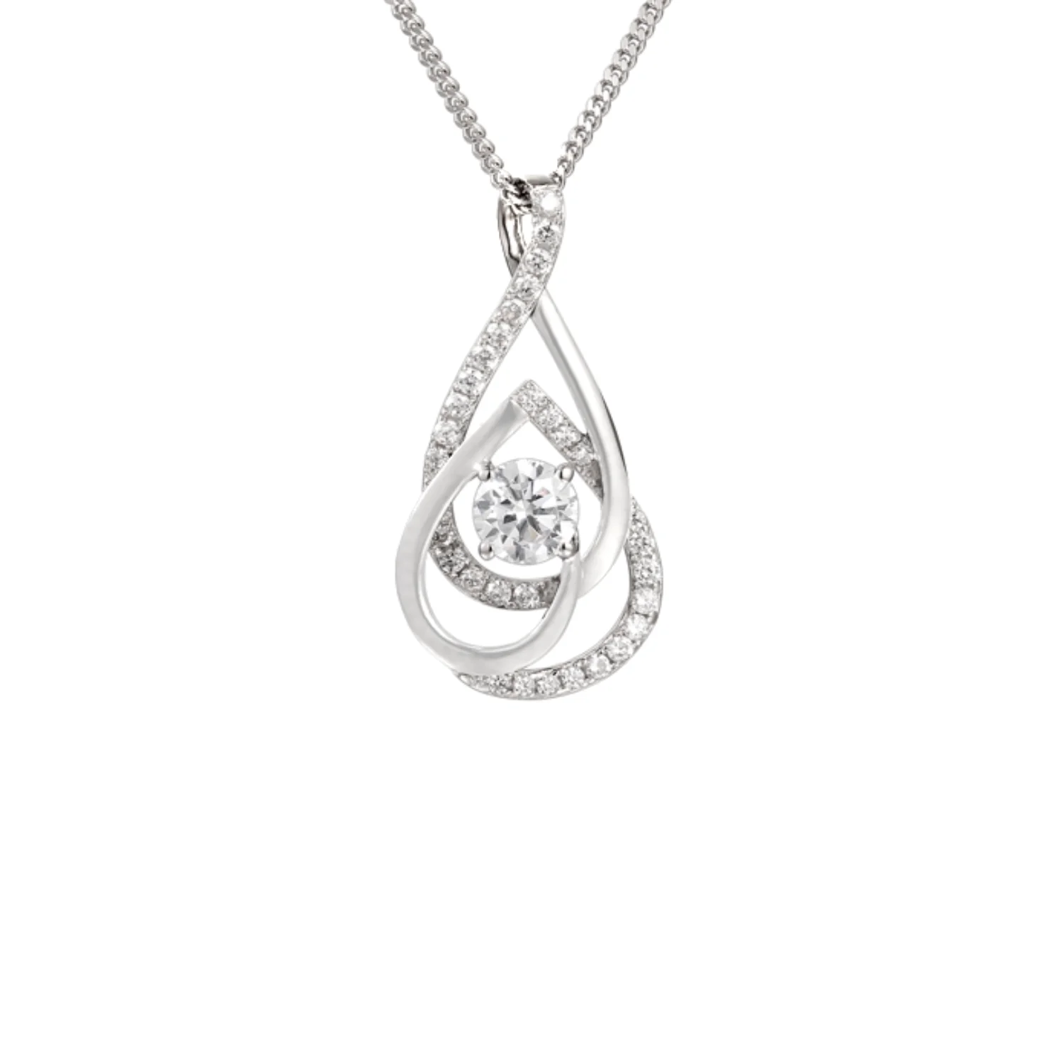 Amore Sofisticato CZ Silver Pendant