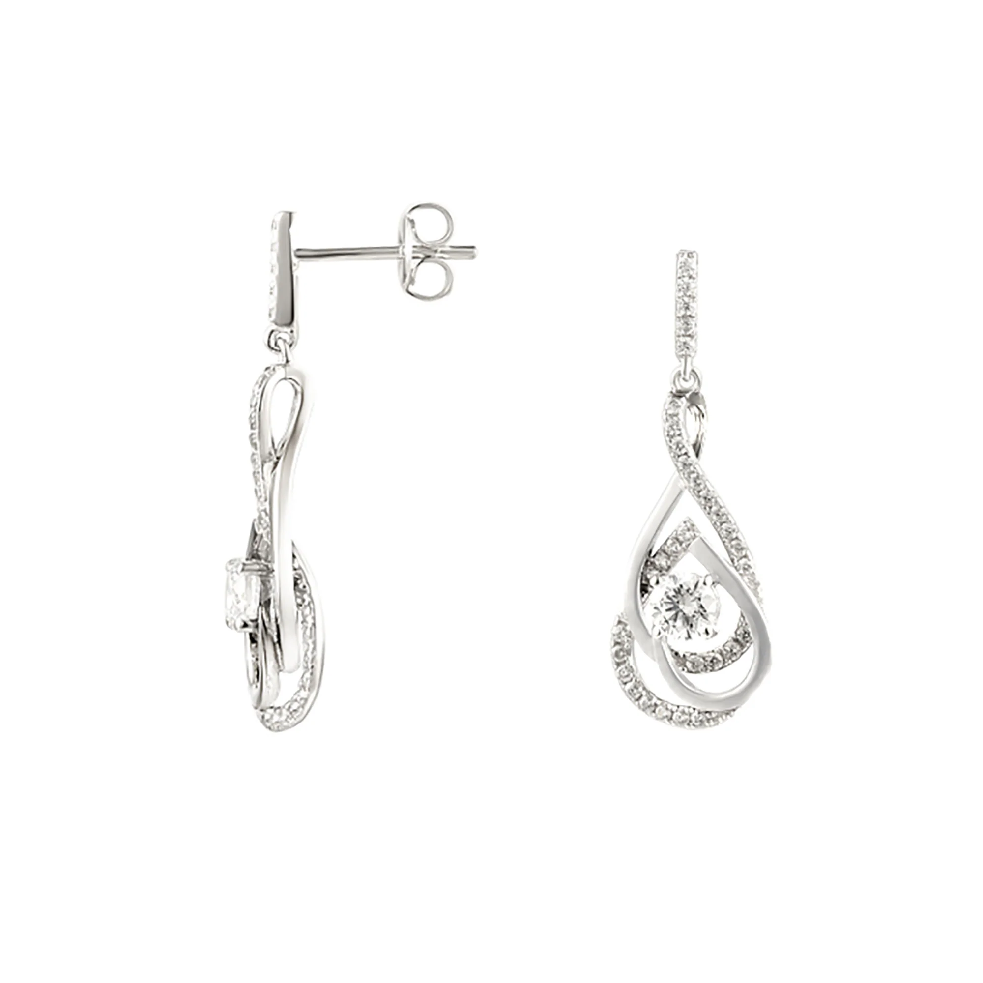 Amore Sofisticato Teardrop Silver Drop Earrings - Image 2