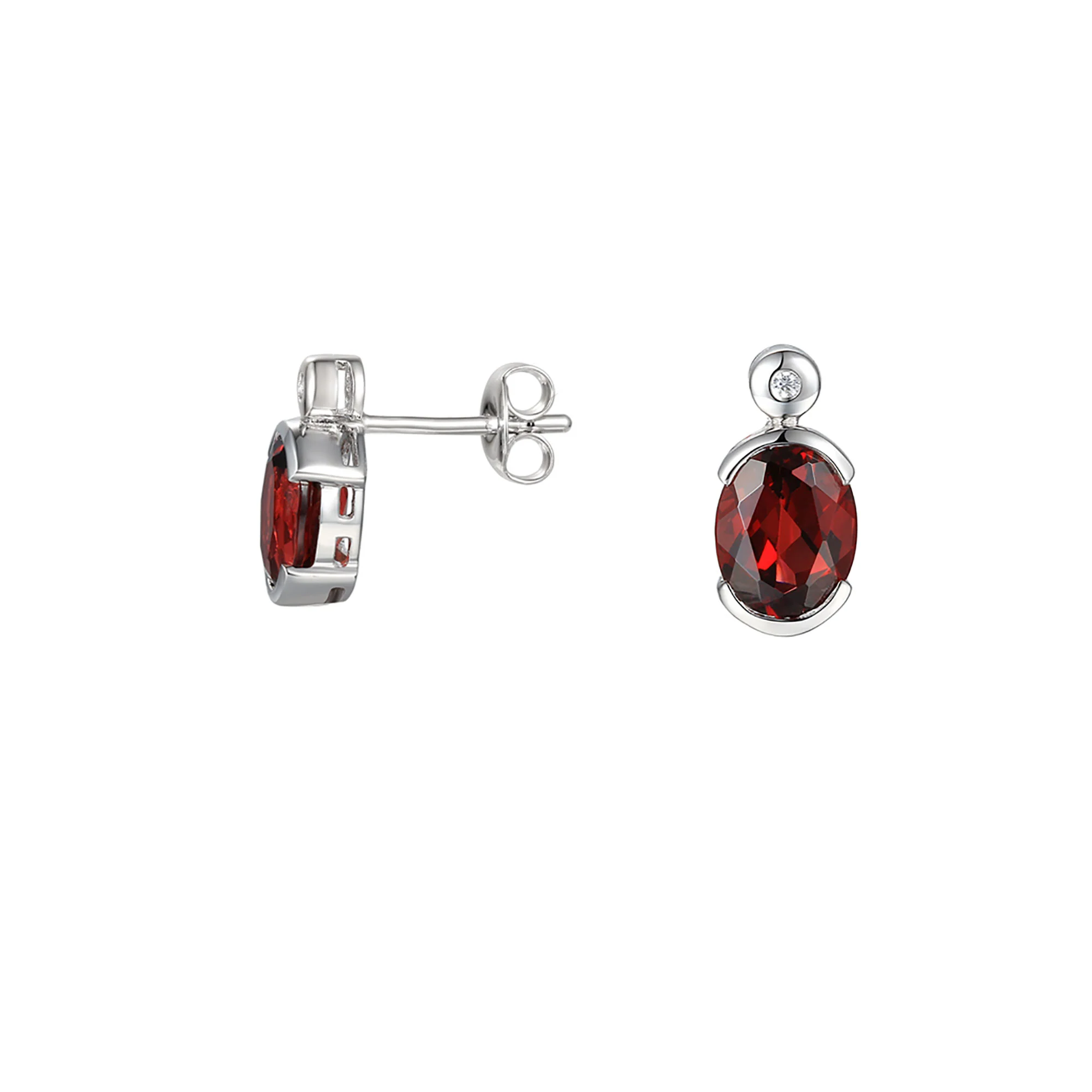 Amore Spicy Red Garnet and Cubic Zirconia Stud Earrings - Image 2
