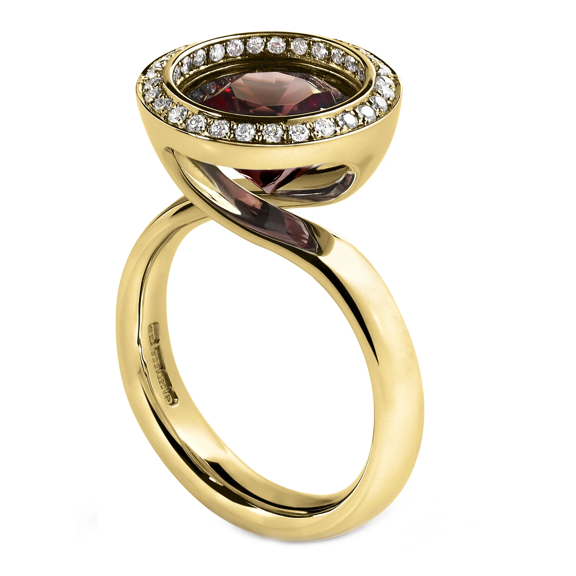 Andrew Geoghegan Reflect Raspberry Zircon Yellow Gold Ring - Image 2