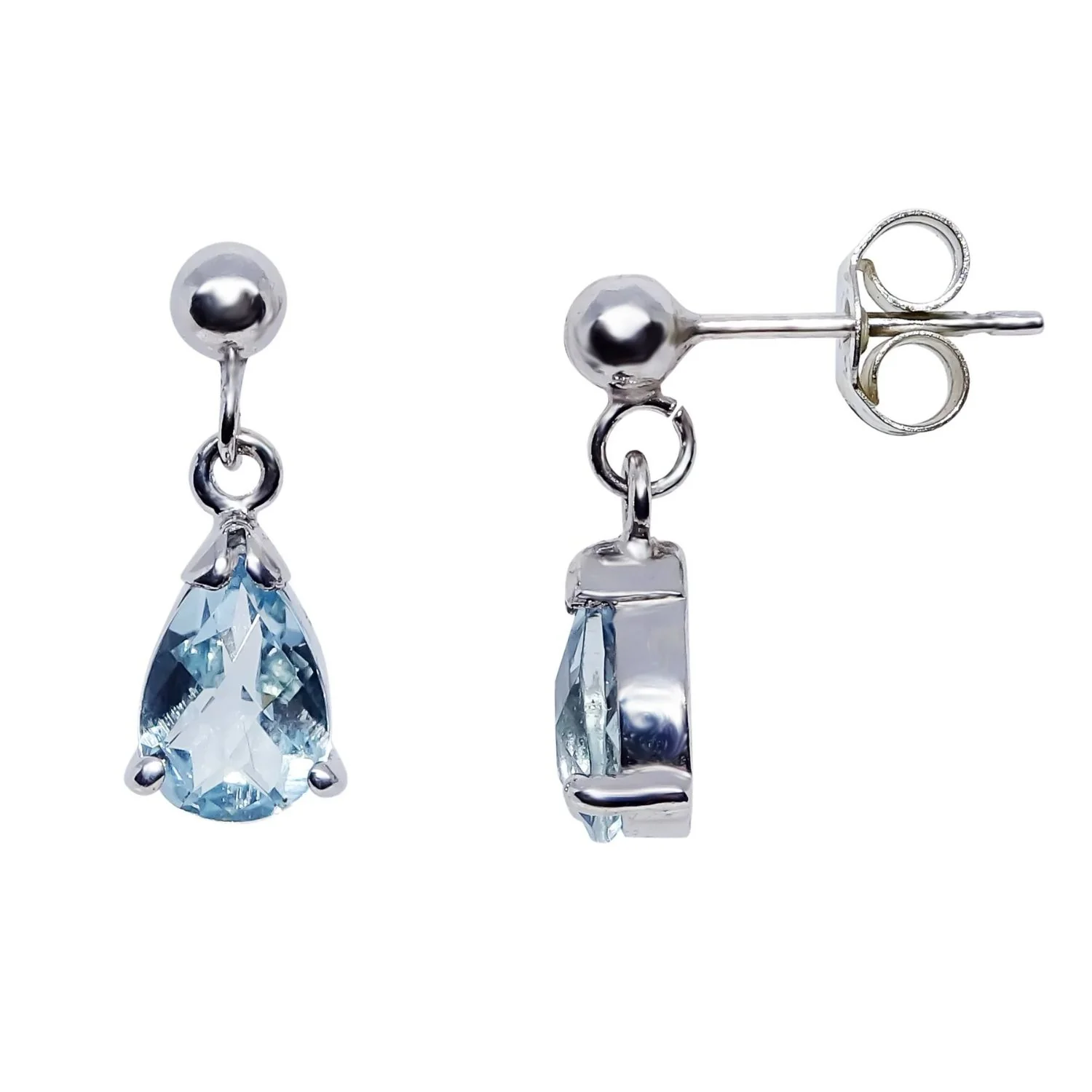 Aquamarine 9ct White Gold Drop Earrings - Image 2