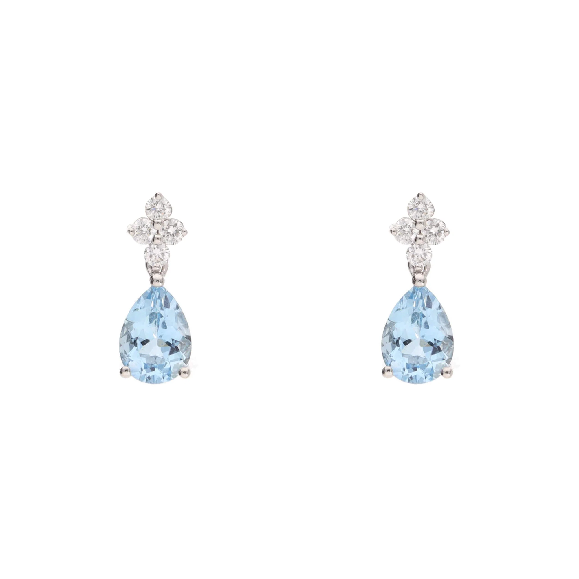 Aquamarine and Diamond 18ct White Gold Drop Earrings - Image 2
