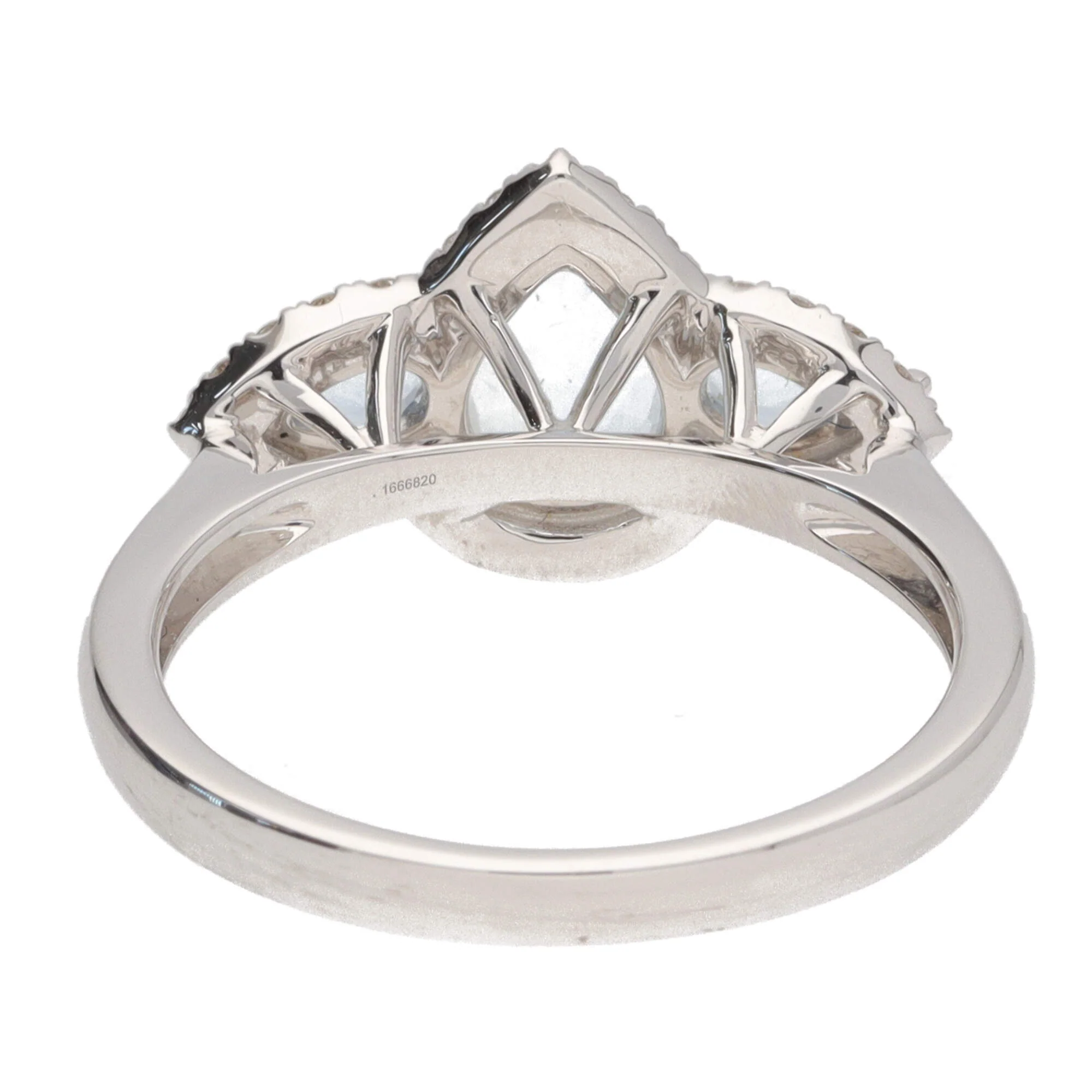 Aquamarine and Diamond Pear 18ct White Gold Three Stone Cluster Ring - Image 2