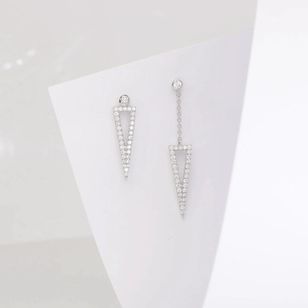 Asymmetrical Diamond 0.27ct Earrings 18ct White Gold - Image 2