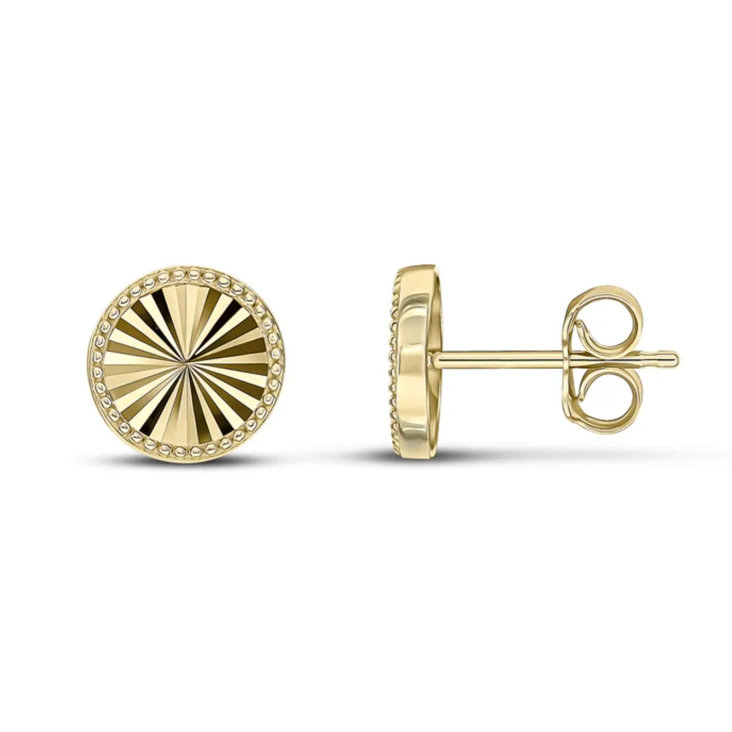 Beaded Round 9ct Yellow Gold Stud Earrings - Image 2