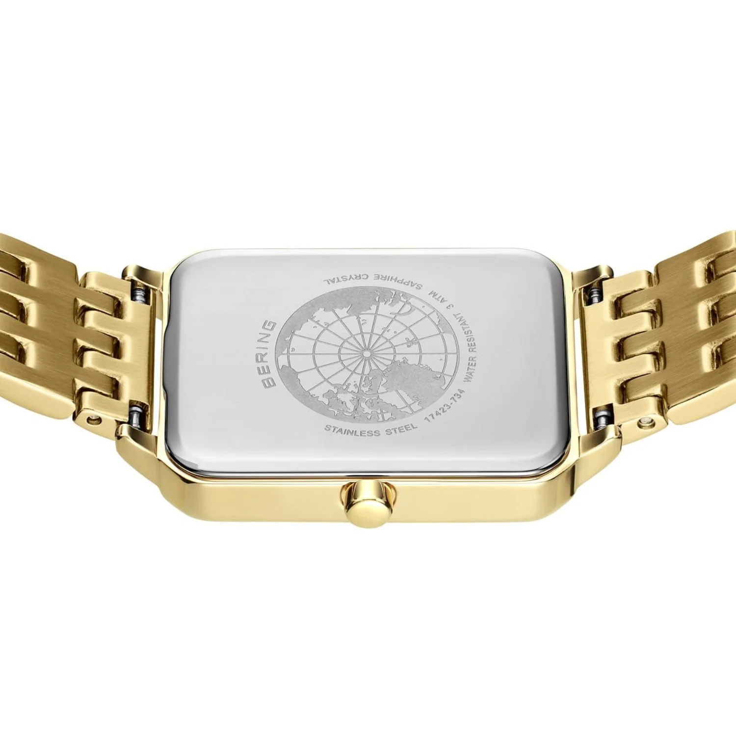 Bering Rectangular Yellow PVD Quartz Watch 17423-734 - Image 6