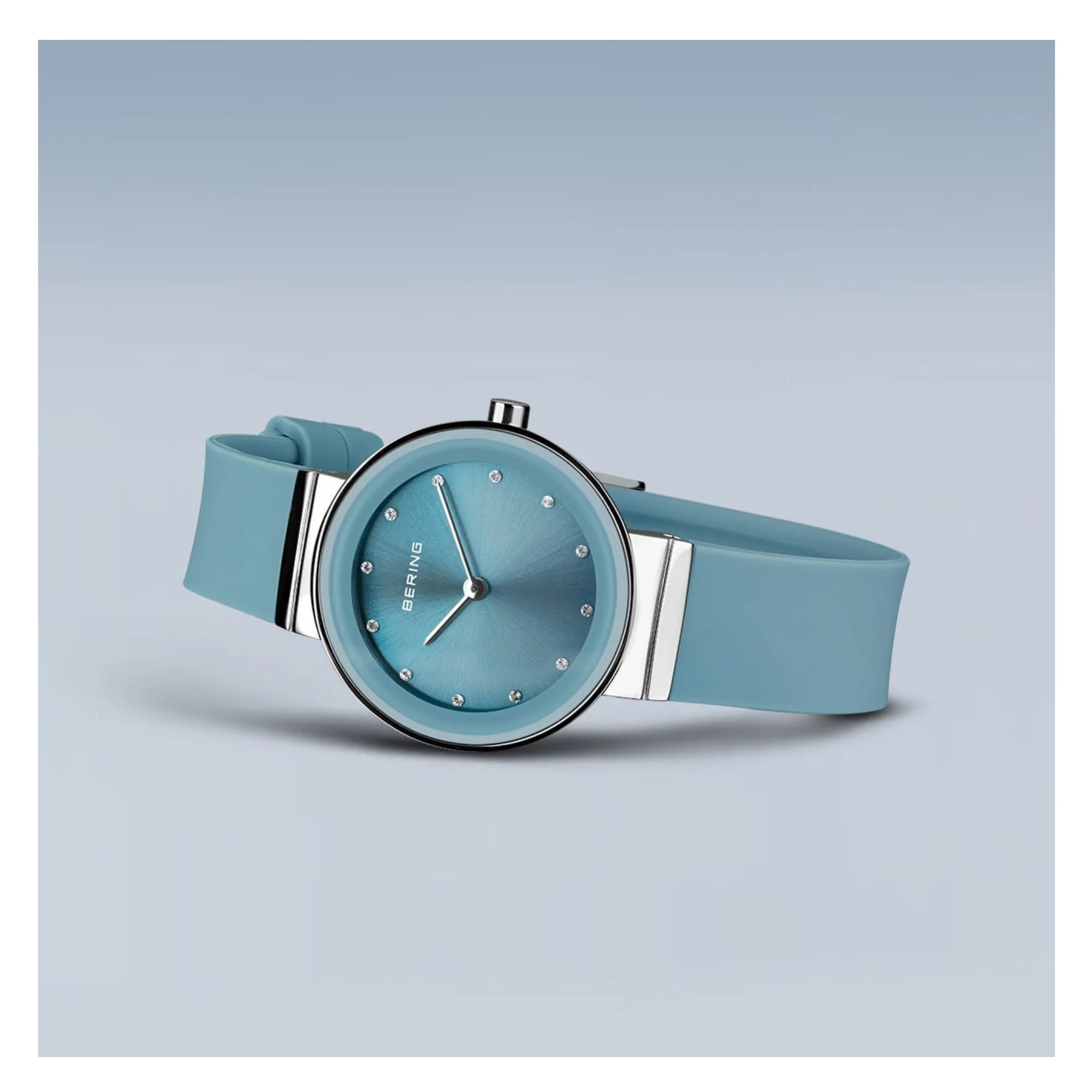 Bering Classic Polished Silver Blue Quartz Watch 10129-708 - Image 4