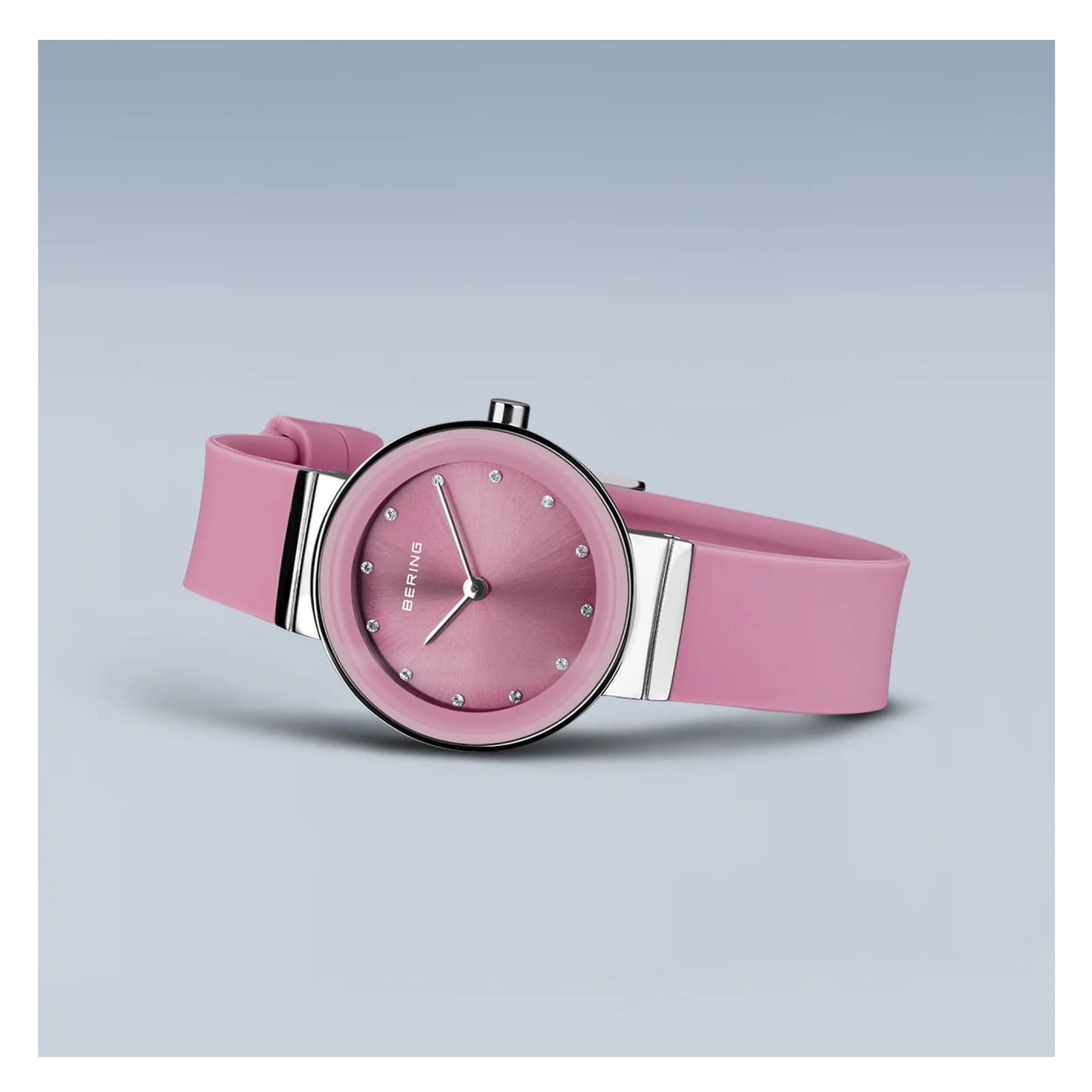 Bering Classic Polished Silver Pink Quartz Watch 10129-909 - Image 4