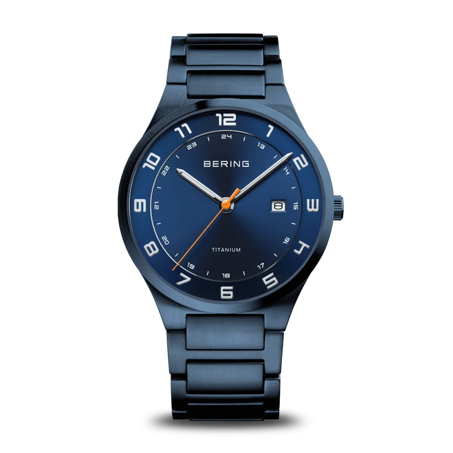 Bering Titanium Brushed Blue Quartz Watch 15139-797