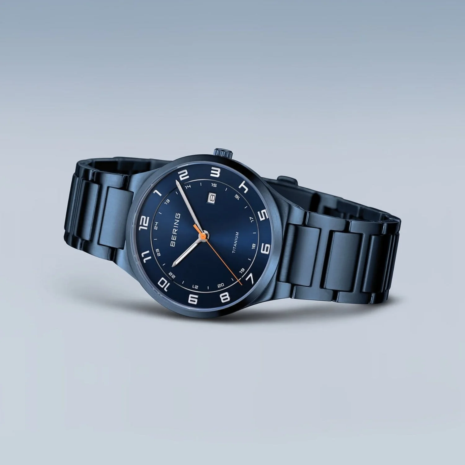Bering Titanium Brushed Blue Quartz Watch 15139-797 - Image 2