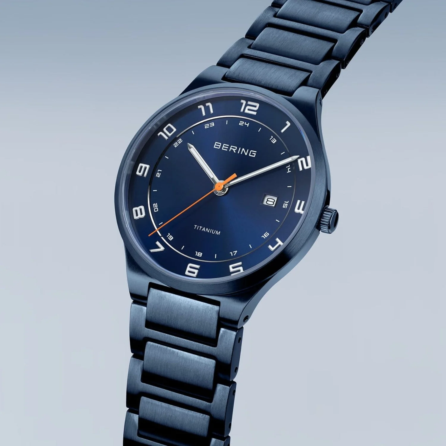 Bering Titanium Brushed Blue Quartz Watch 15139-797 - Image 6
