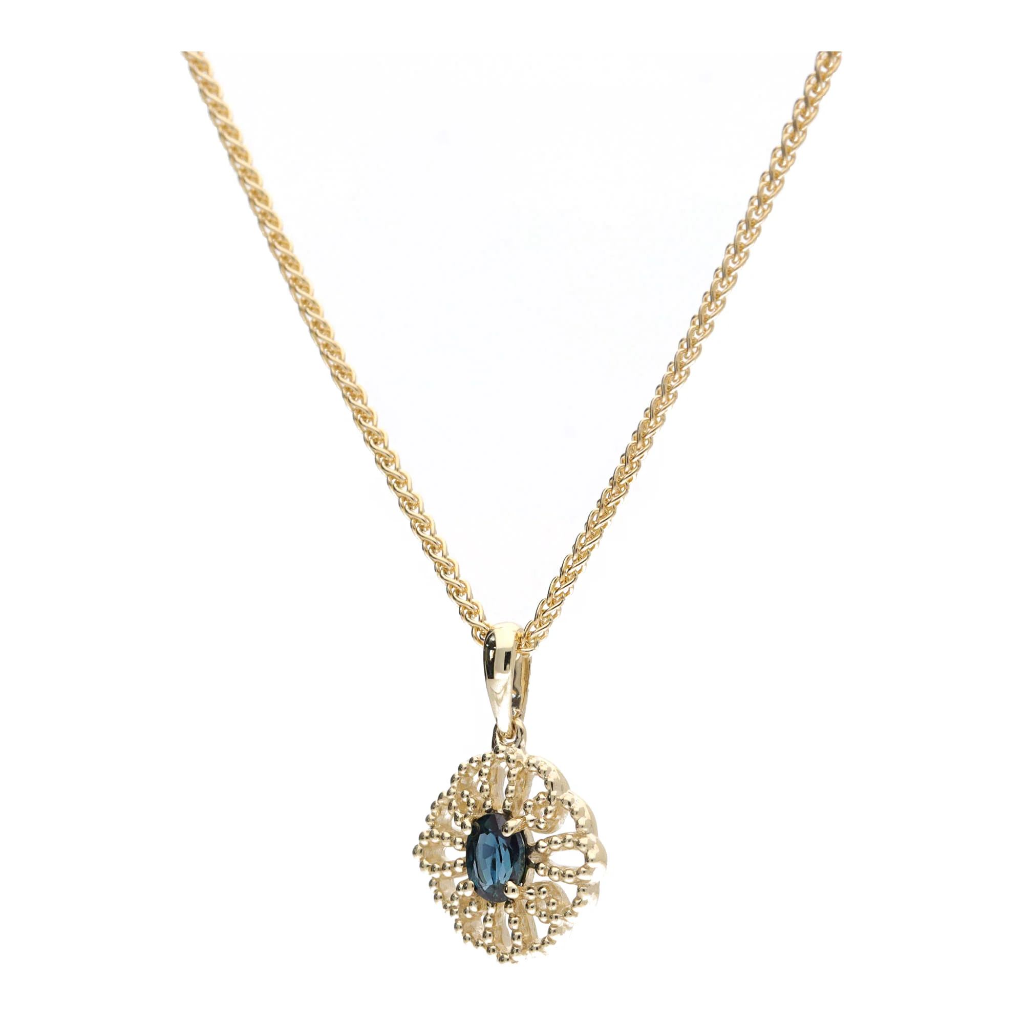 Blue Sapphire 9ct Yellow Gold Pendant - Image 2