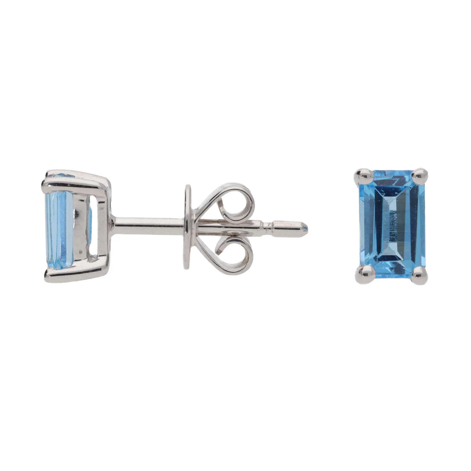 Blue Topaz 9ct White Gold Stud Earrings - Image 2