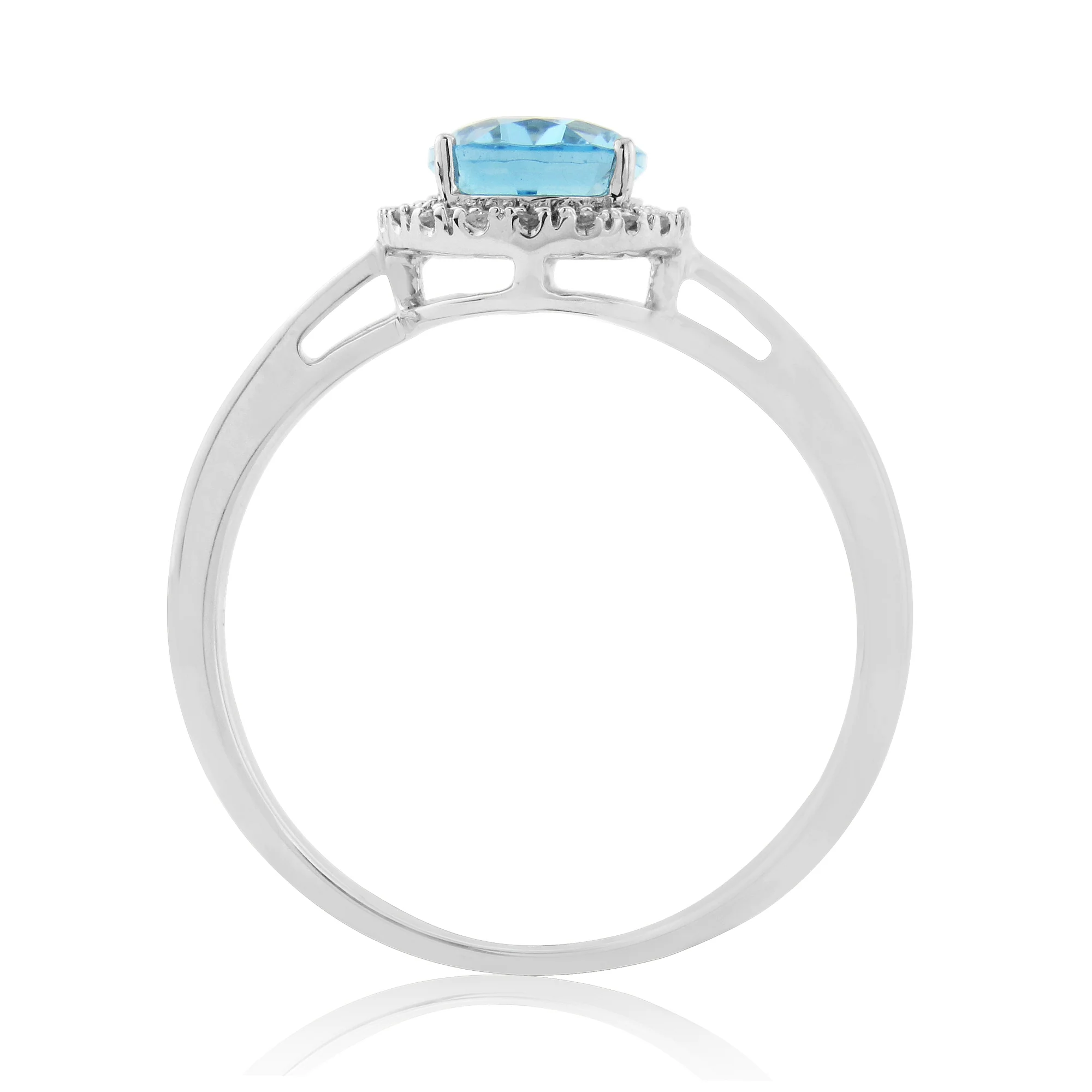 Blue Topaz and Diamond 9ct White Gold Ring (M) - Image 2